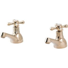 GoodHome Keiss Gold effect Bath Pillar Tap, Pack of 2