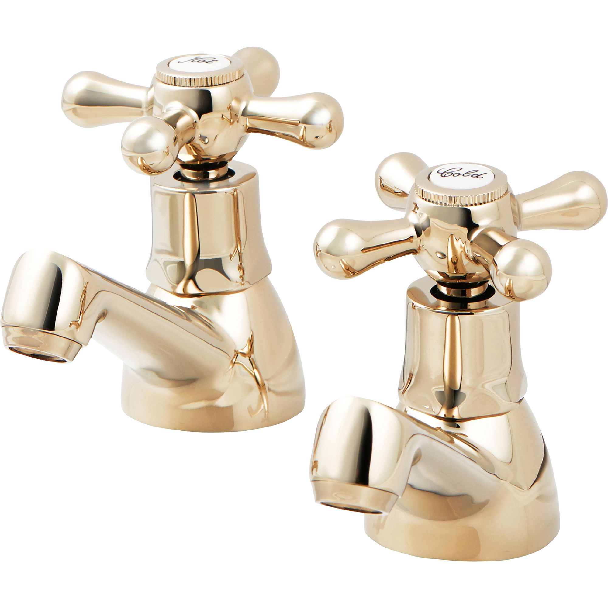 GoodHome Keiss Gold effect Traditional Basin Pillar Tap