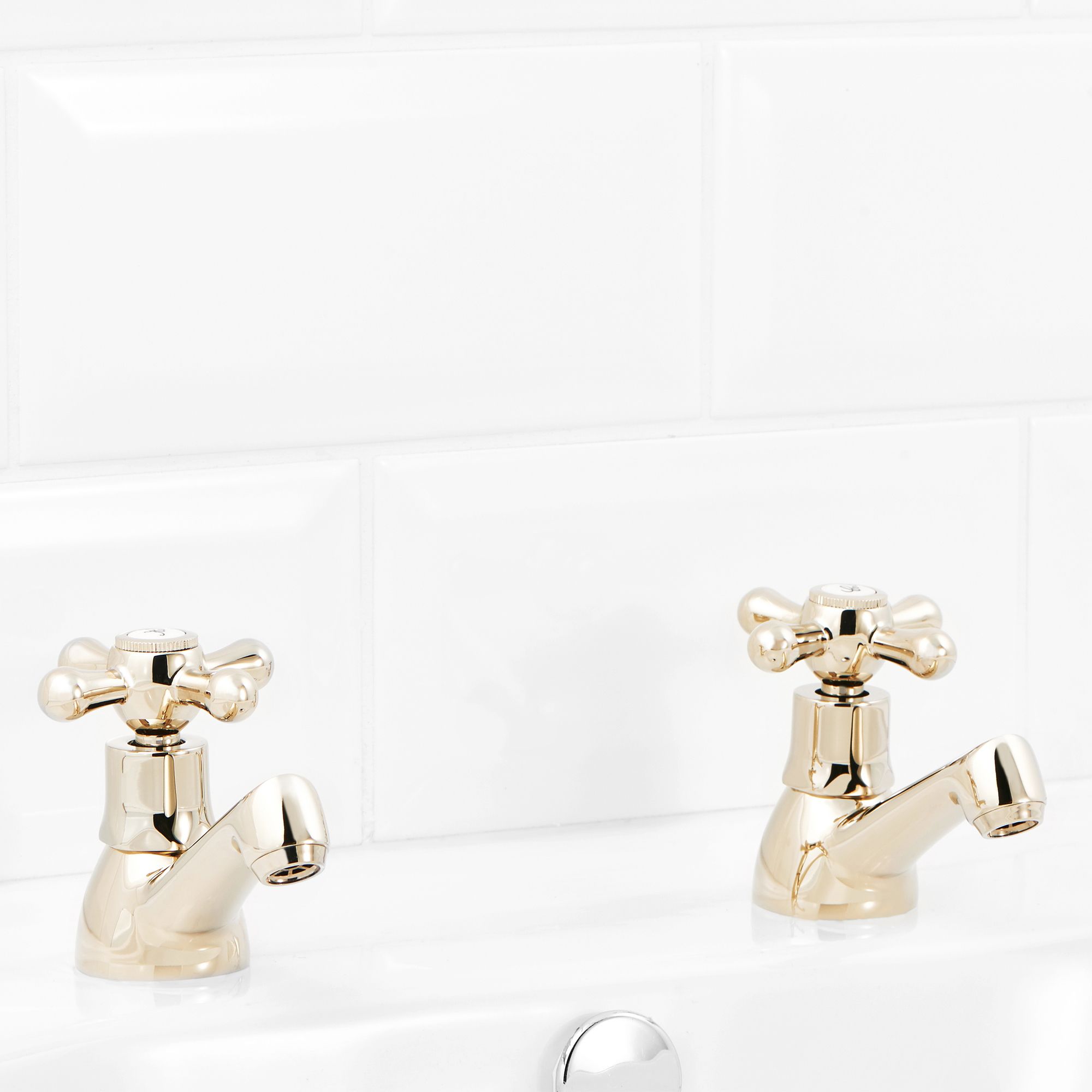 GoodHome Keiss Gold effect Traditional Basin Pillar Tap