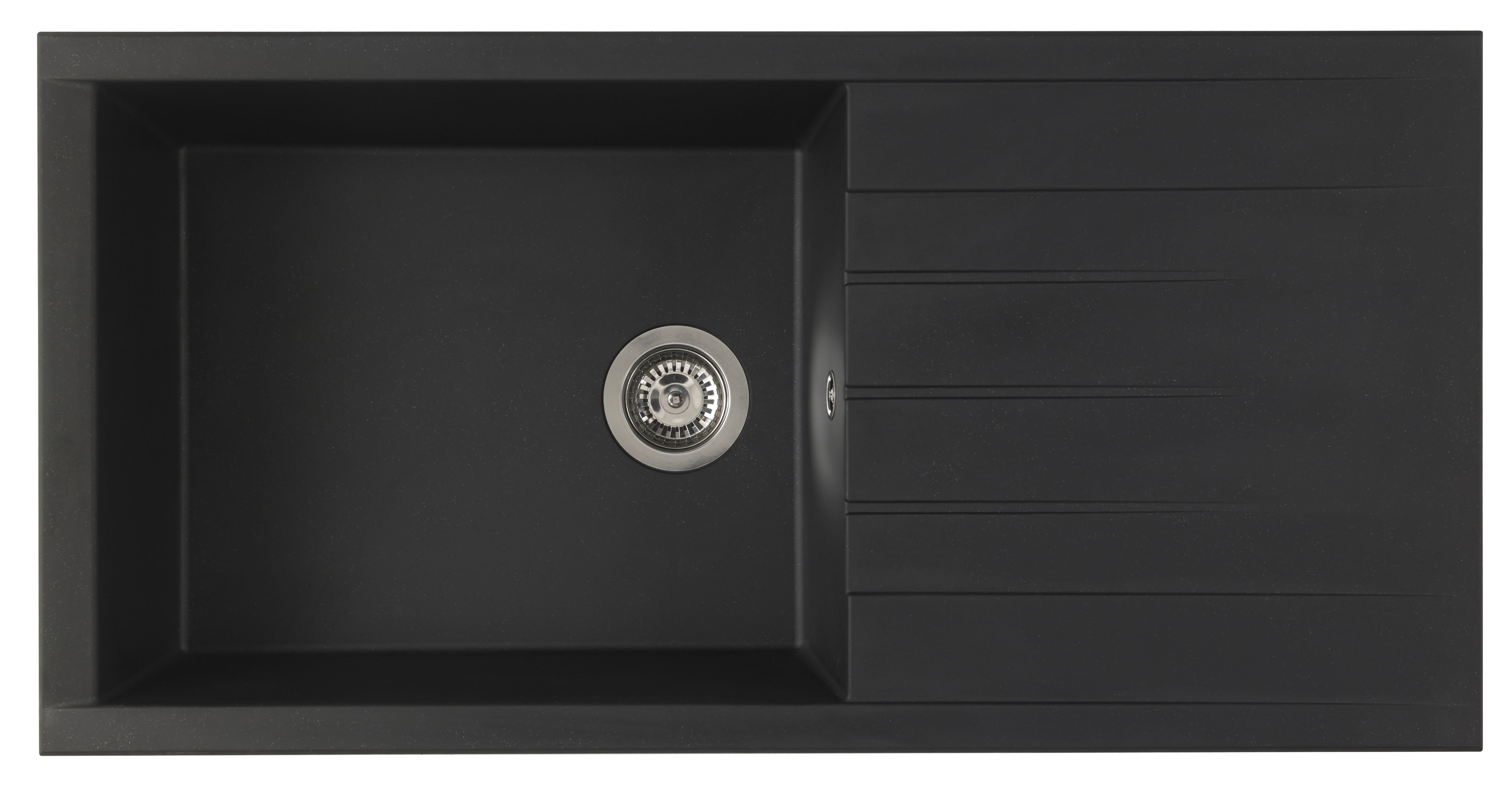 GoodHome Keluak Black Resin 1 Bowl Sink & drainer 500mm x 1000mm