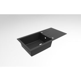 GoodHome Keluak Black Resin 1 Bowl Sink & drainer (W)500mm x (L)1000mm