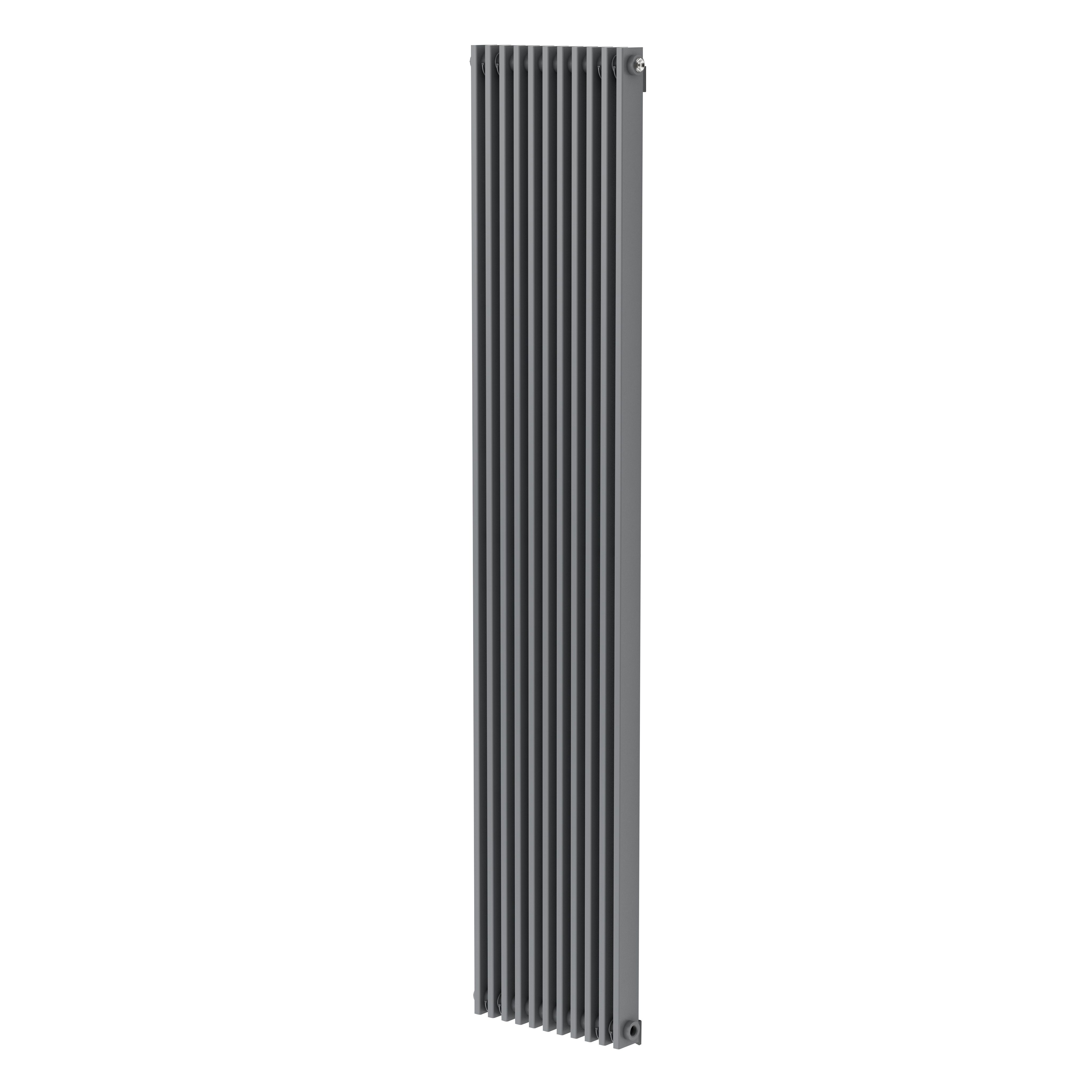 GoodHome Kensal HG1800368G Grey Hydronic Vertical Designer 3624BTU Radiator, (W)368mm x (H)1800mm