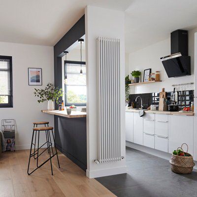 GoodHome Kensal HG1800368W White Thermodynamic Vertical Designer 3624BTU Radiator, (W)368mm x (H)1800mm