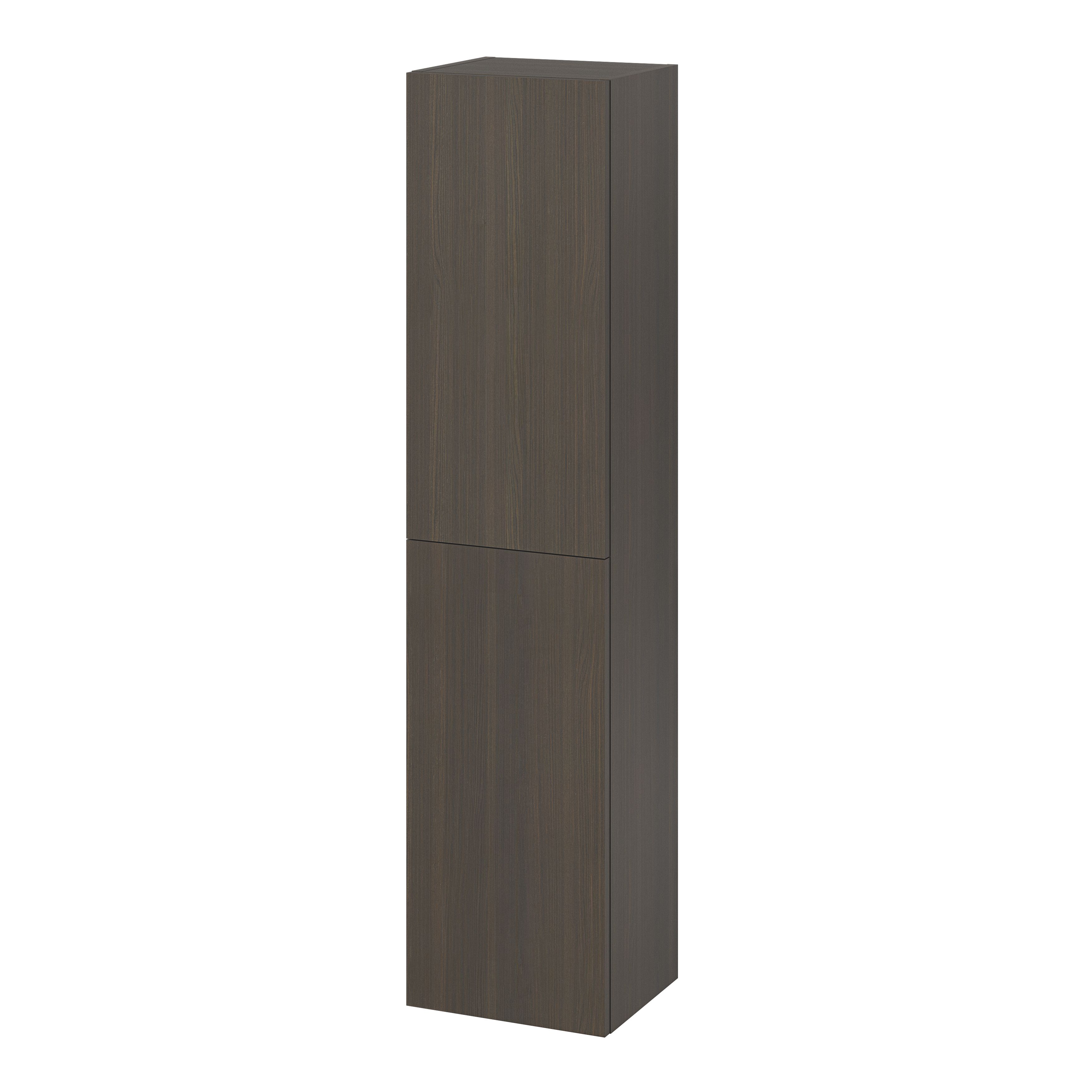 GoodHome Kentia Brown Walnut Veneer Double Bathroom Wall cabinet (H)150cm (W)35cm | DIY at B&Q