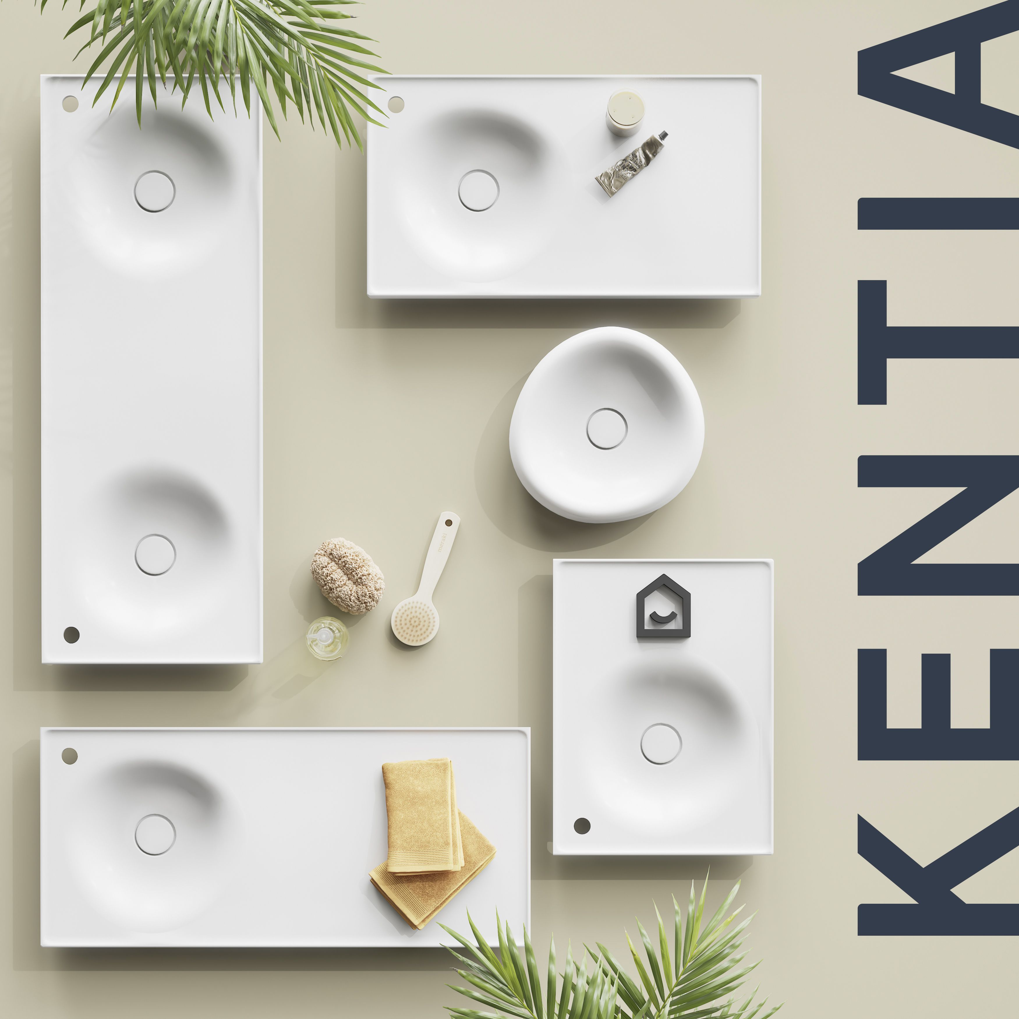 GoodHome Kentia Double Matt White Rectangular Vanity Basin (W)120.6cm