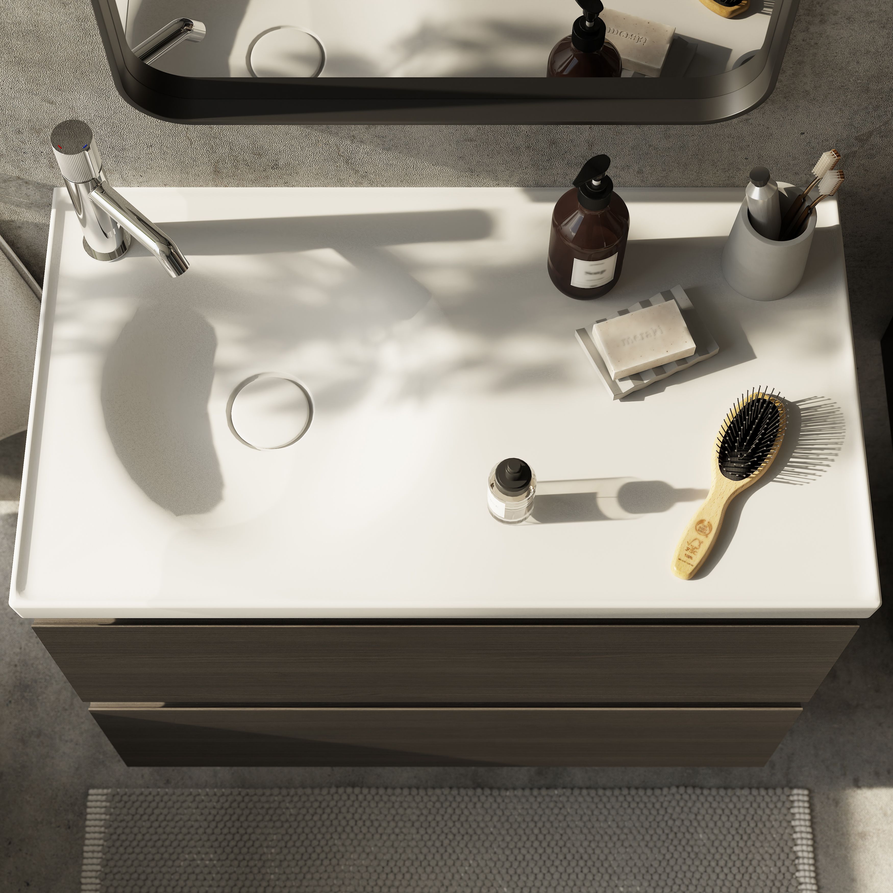GoodHome Kentia Matt White Rectangular Vanity Basin (W)80.6cm