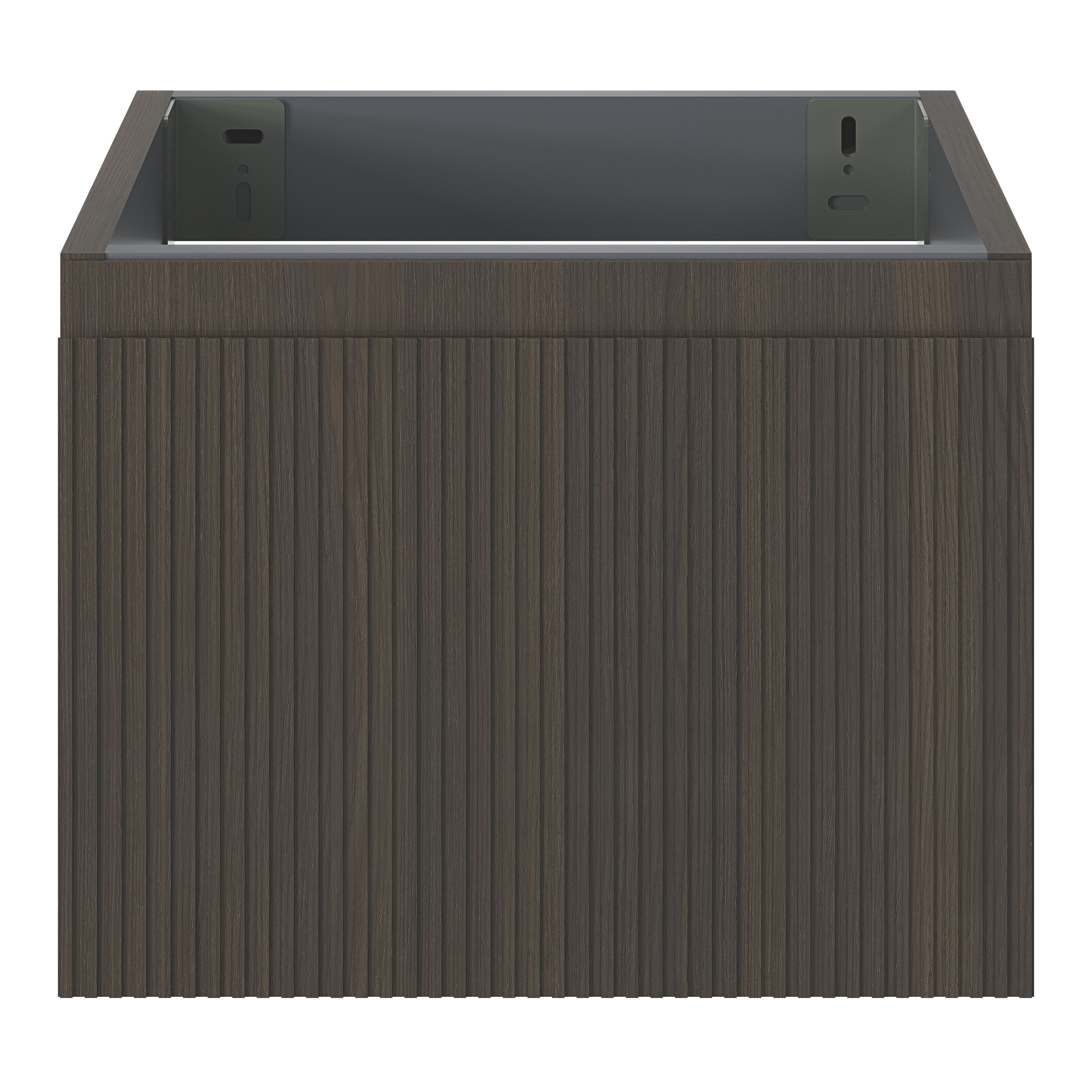 GoodHome Kentia Ribbed effect Walnut Veneer Wall-mounted Bathroom ...