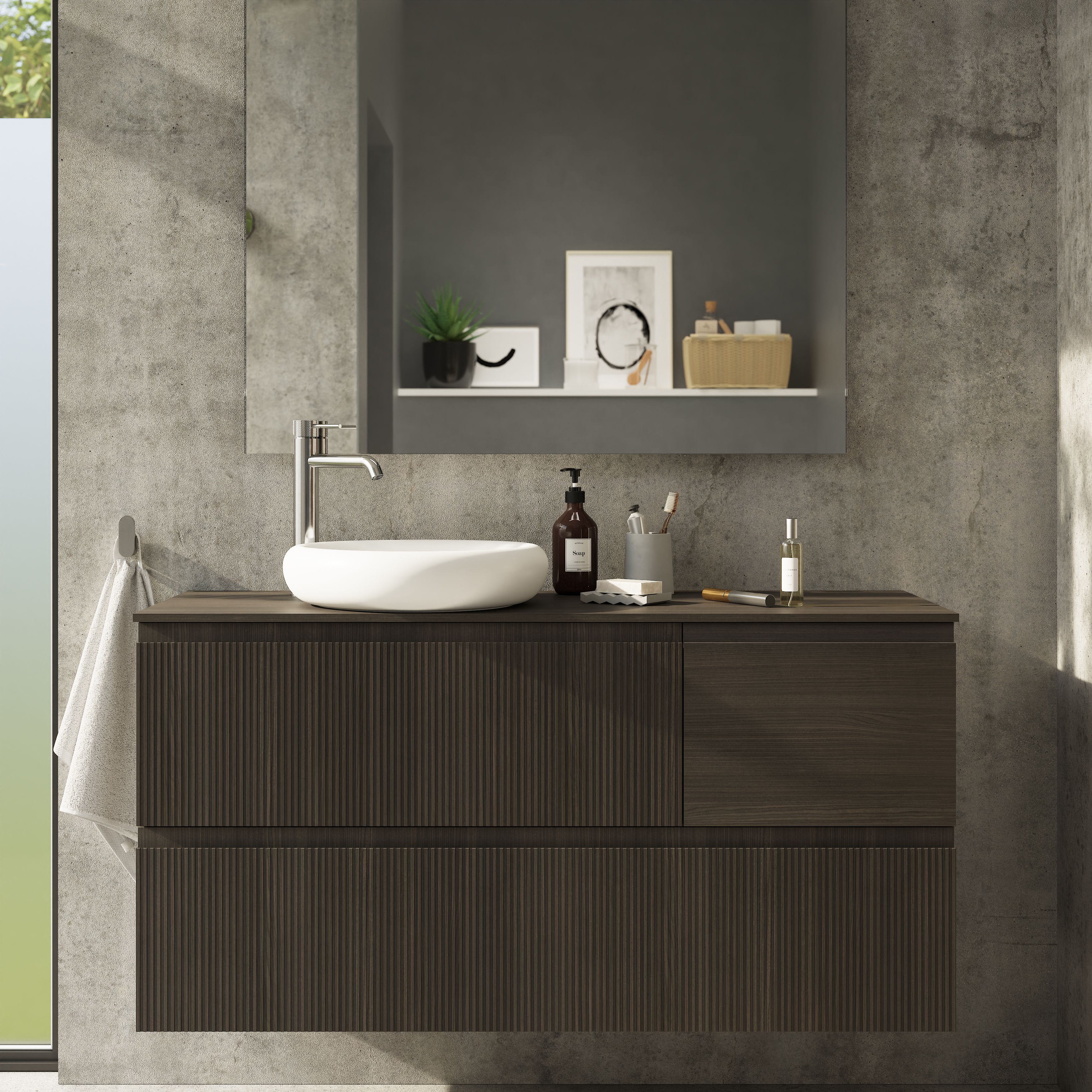 Shop GoodHome Kentia Walnut Veneer Wall-mounted Bathroom Cabinet (H ...