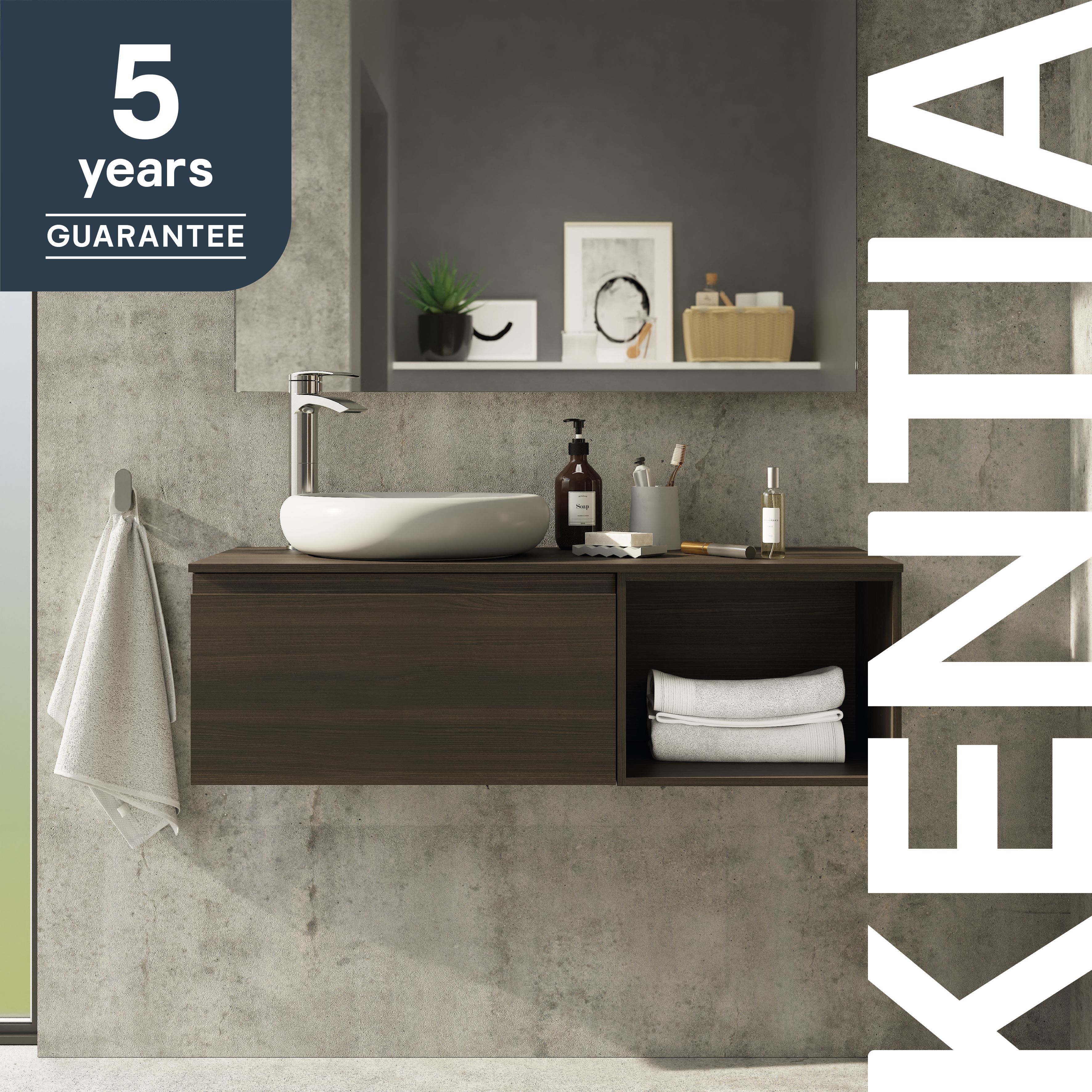 Buy GoodHome Kentia Walnut Veneer Wall-mounted Bathroom Cabinet (H ...