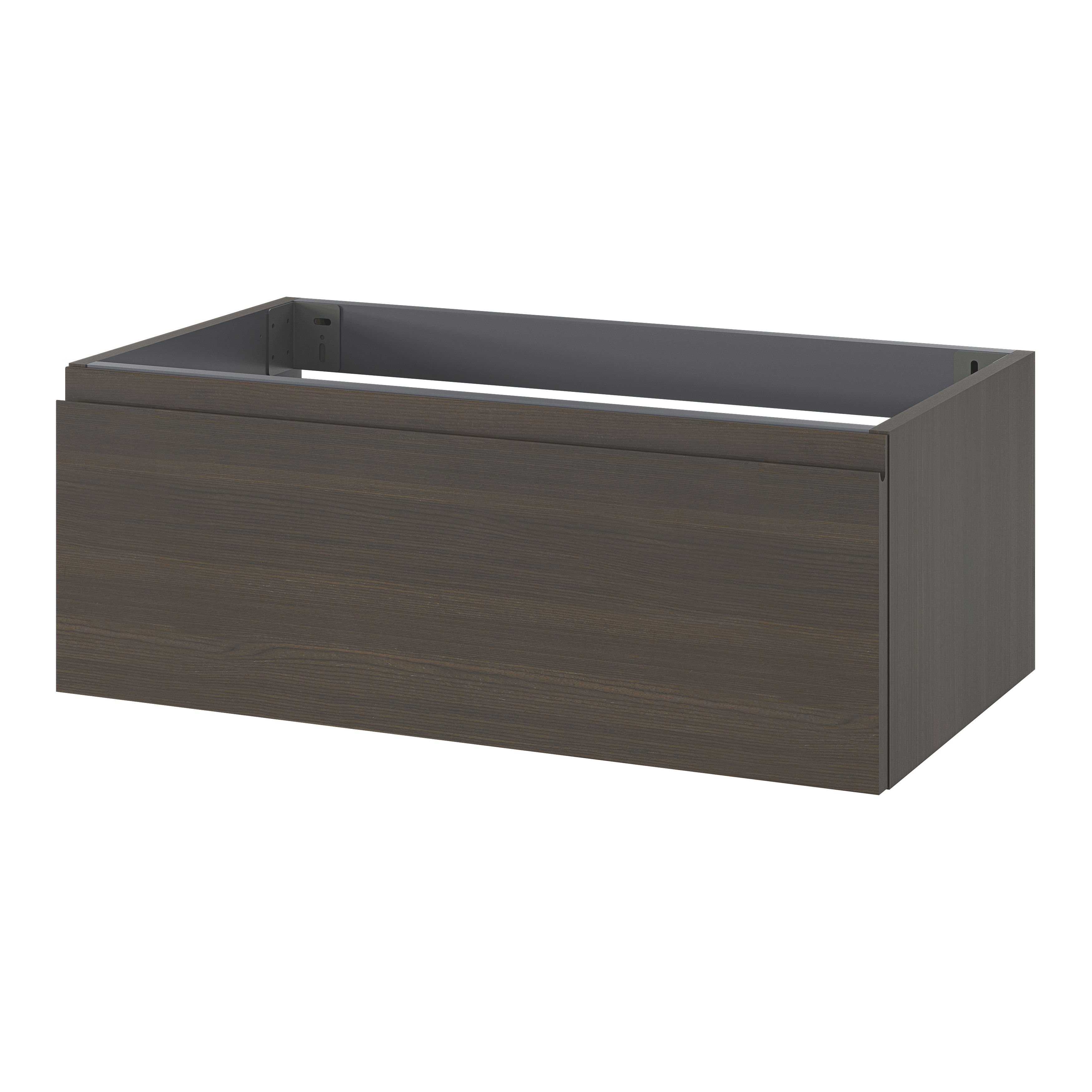 GoodHome Kentia Walnut Veneer Wall-mounted Bathroom Cabinet (H) 300mm ...