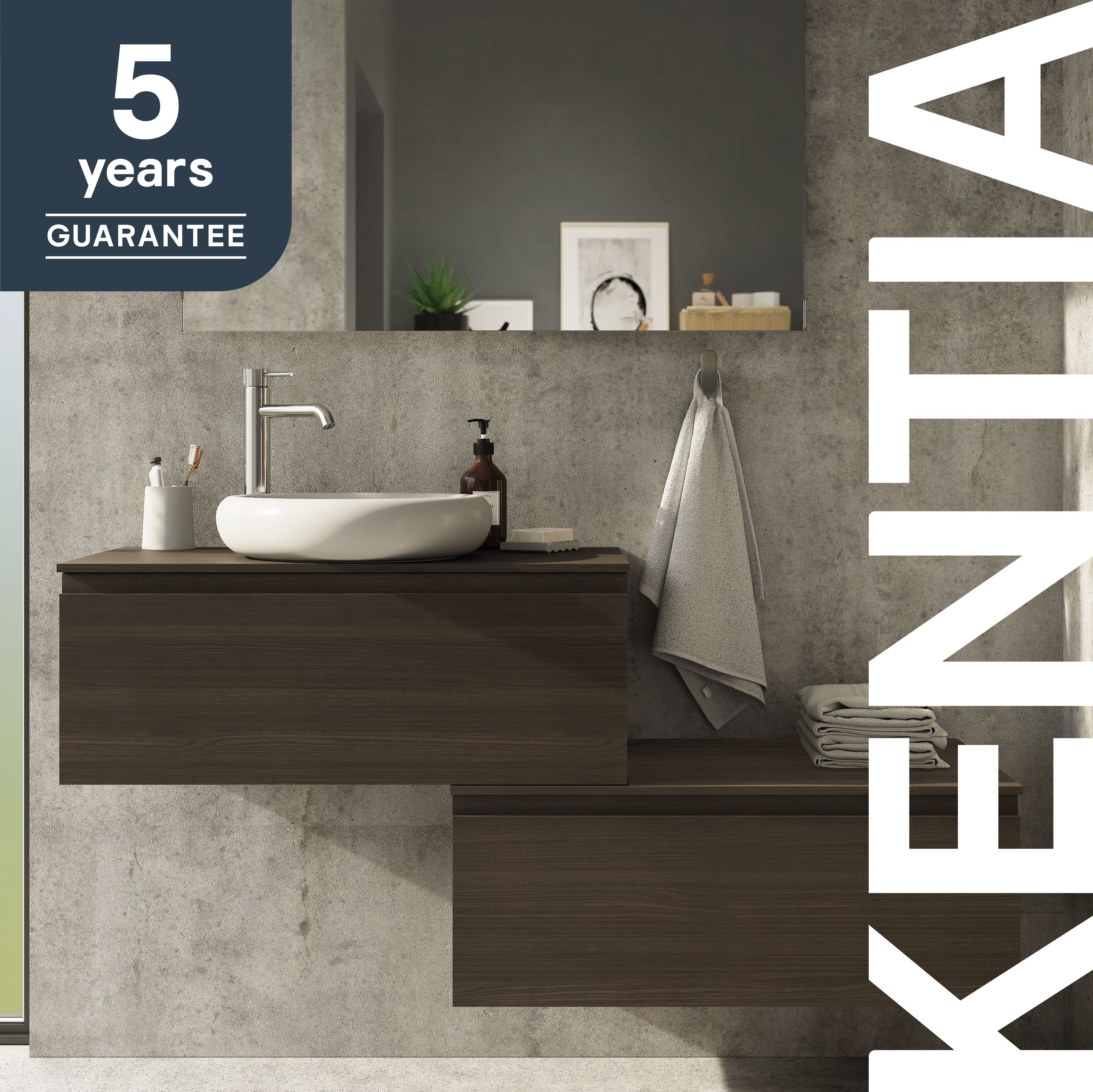 GoodHome Kentia Walnut Veneer Wall-mounted Bathroom Cabinet (H) 300mm ...