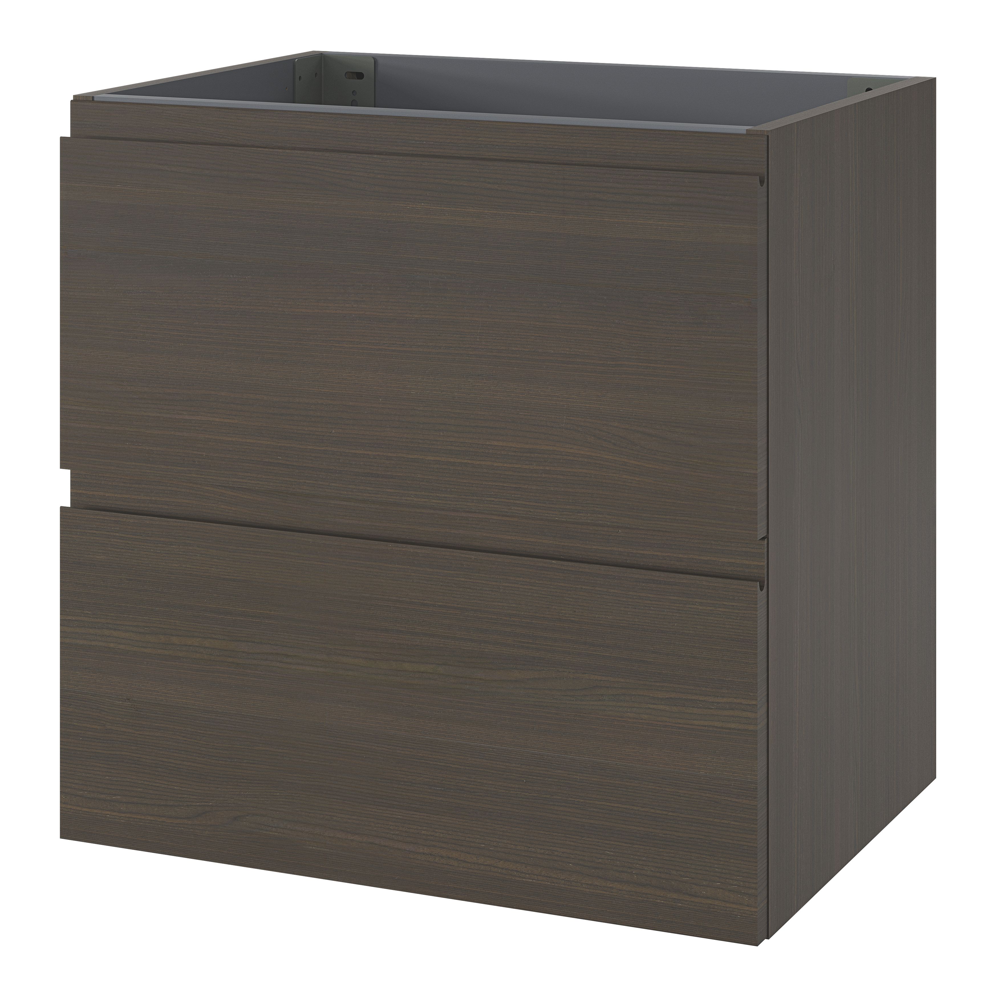 GoodHome Kentia Walnut Veneer Wall-mounted Bathroom Cabinet (H) 600mm ...