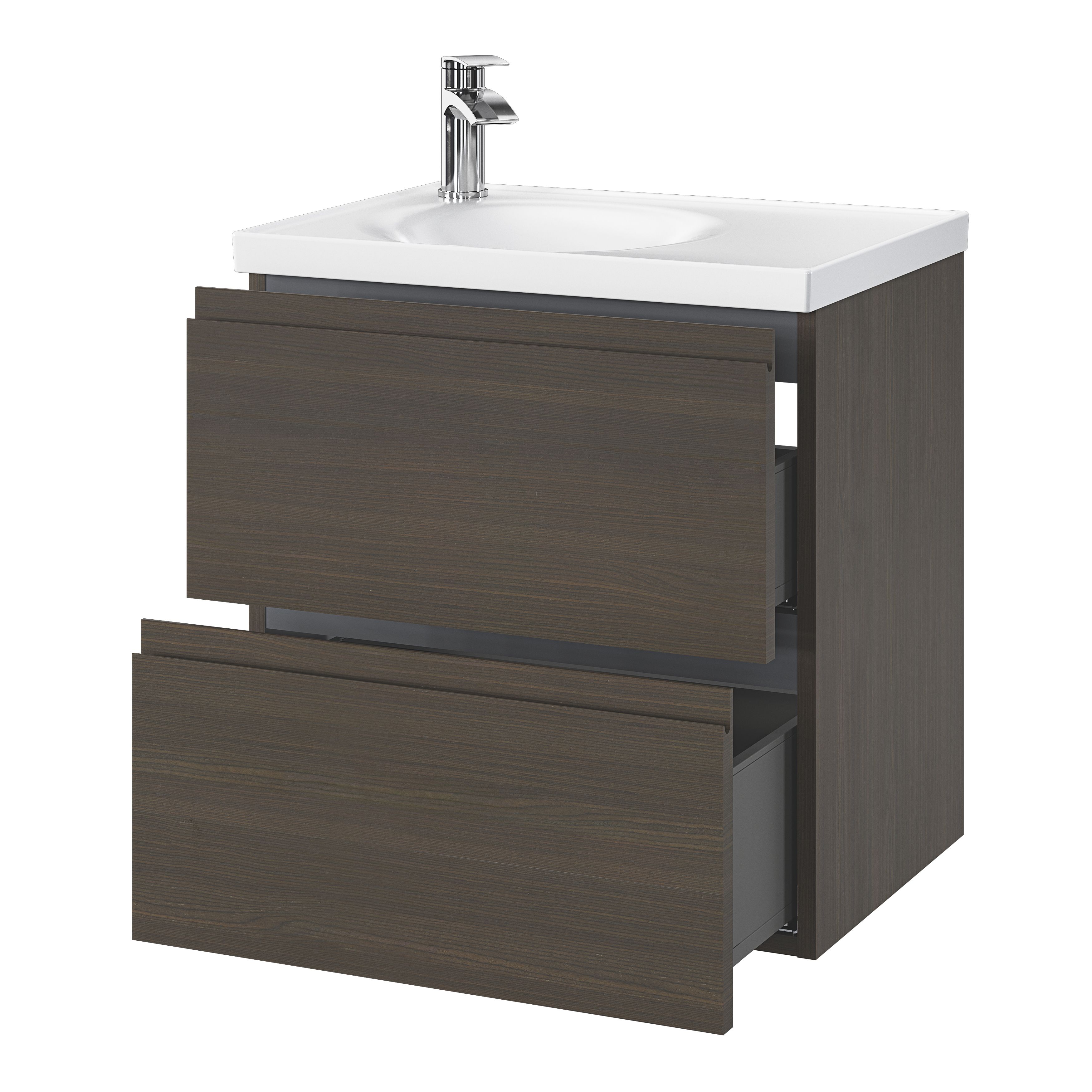 GoodHome Kentia Walnut Veneer Wall-mounted Bathroom Cabinet (H