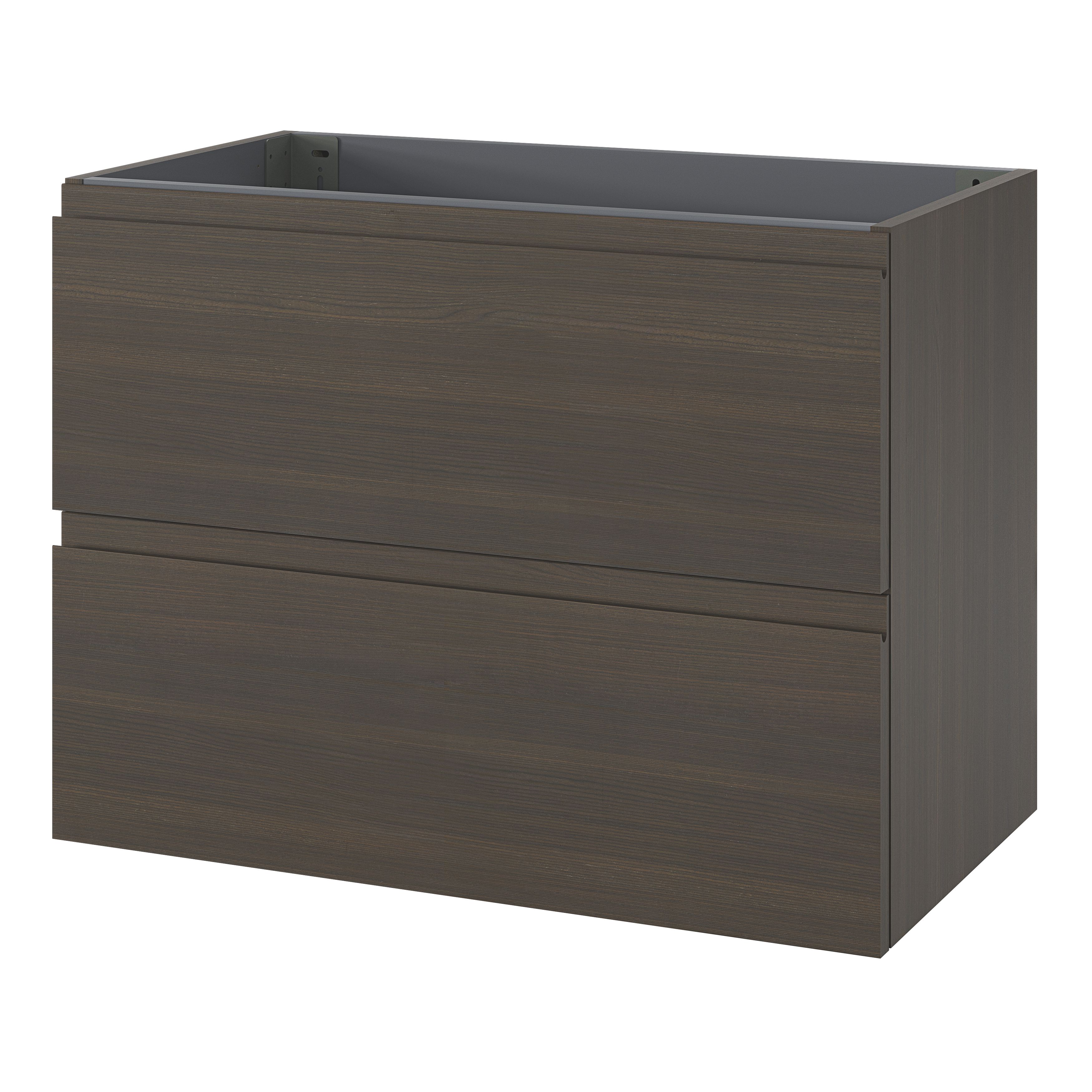 GoodHome Kentia Walnut Veneer Wall-mounted Bathroom Cabinet (H) 600mm (W) 800mm