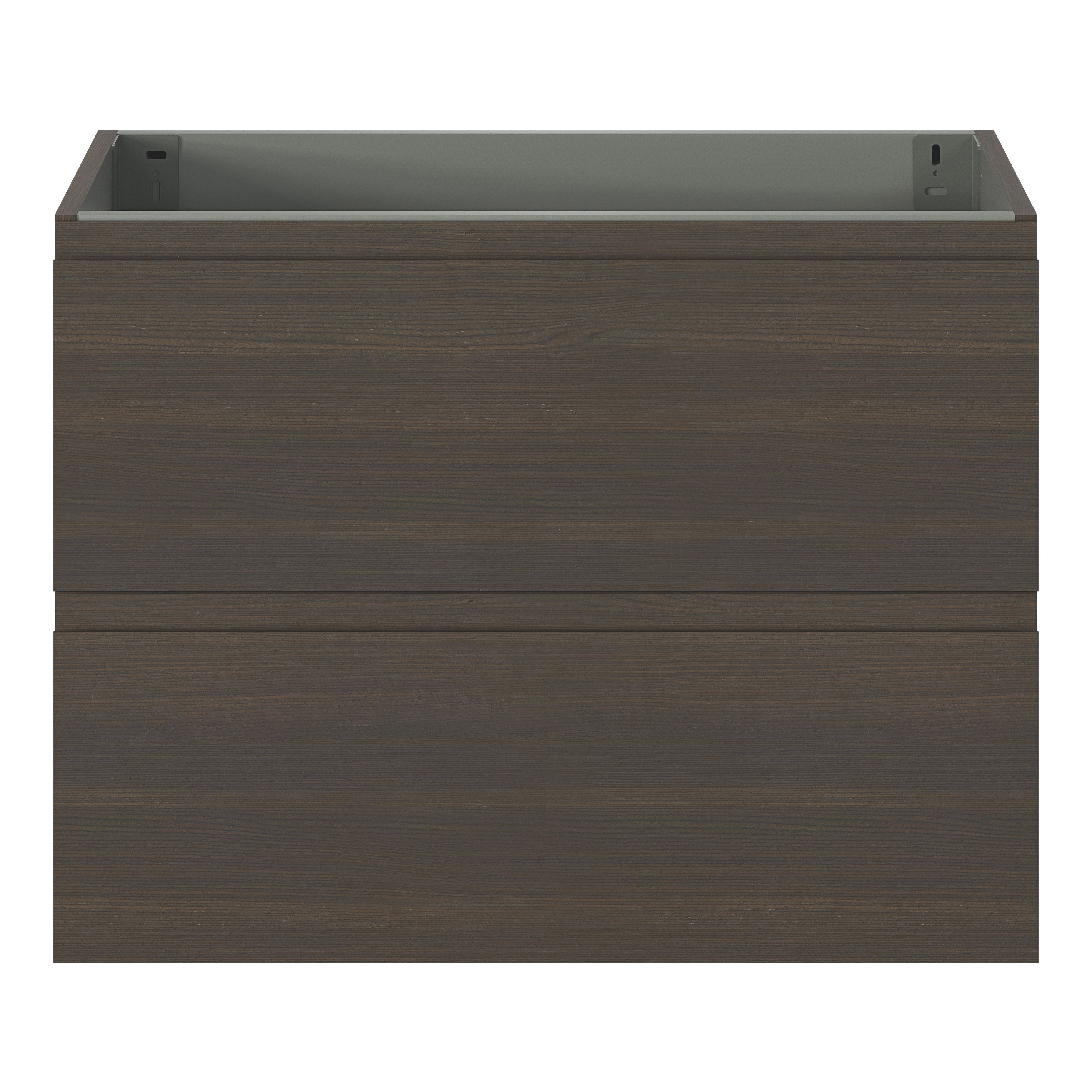 GoodHome Kentia Walnut Veneer Wall-mounted Bathroom Cabinet (H) 600mm (W) 800mm