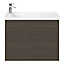 GoodHome Kentia Walnut Veneer Wall-mounted Bathroom Cabinet (H) 600mm (W) 800mm