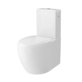 GoodHome Kentia White Close-coupled Round Toilet & cistern with Soft close seat & Close coupled cistern