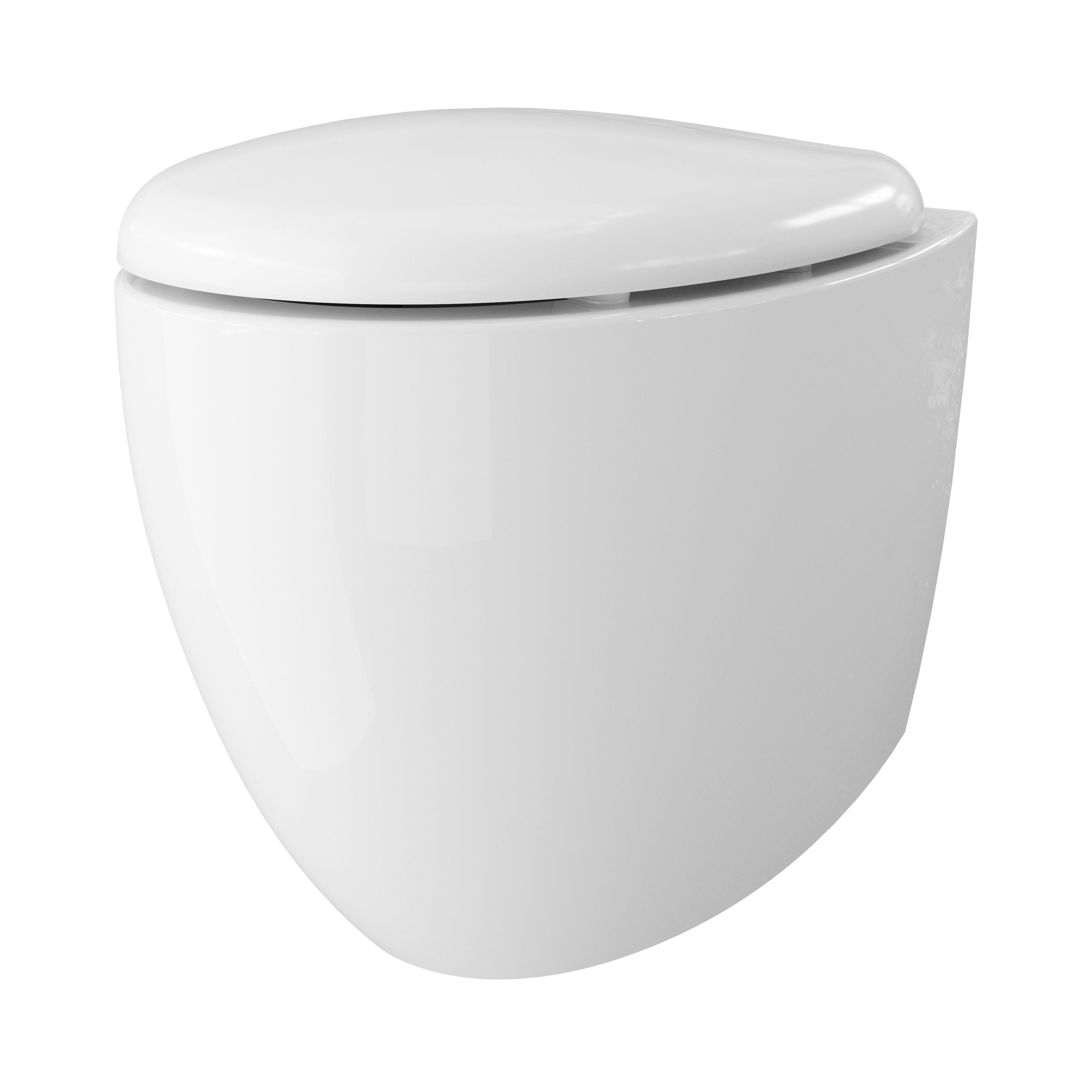 GoodHome Kentia White Rimless Wall hung Round Toilet pan with Soft  