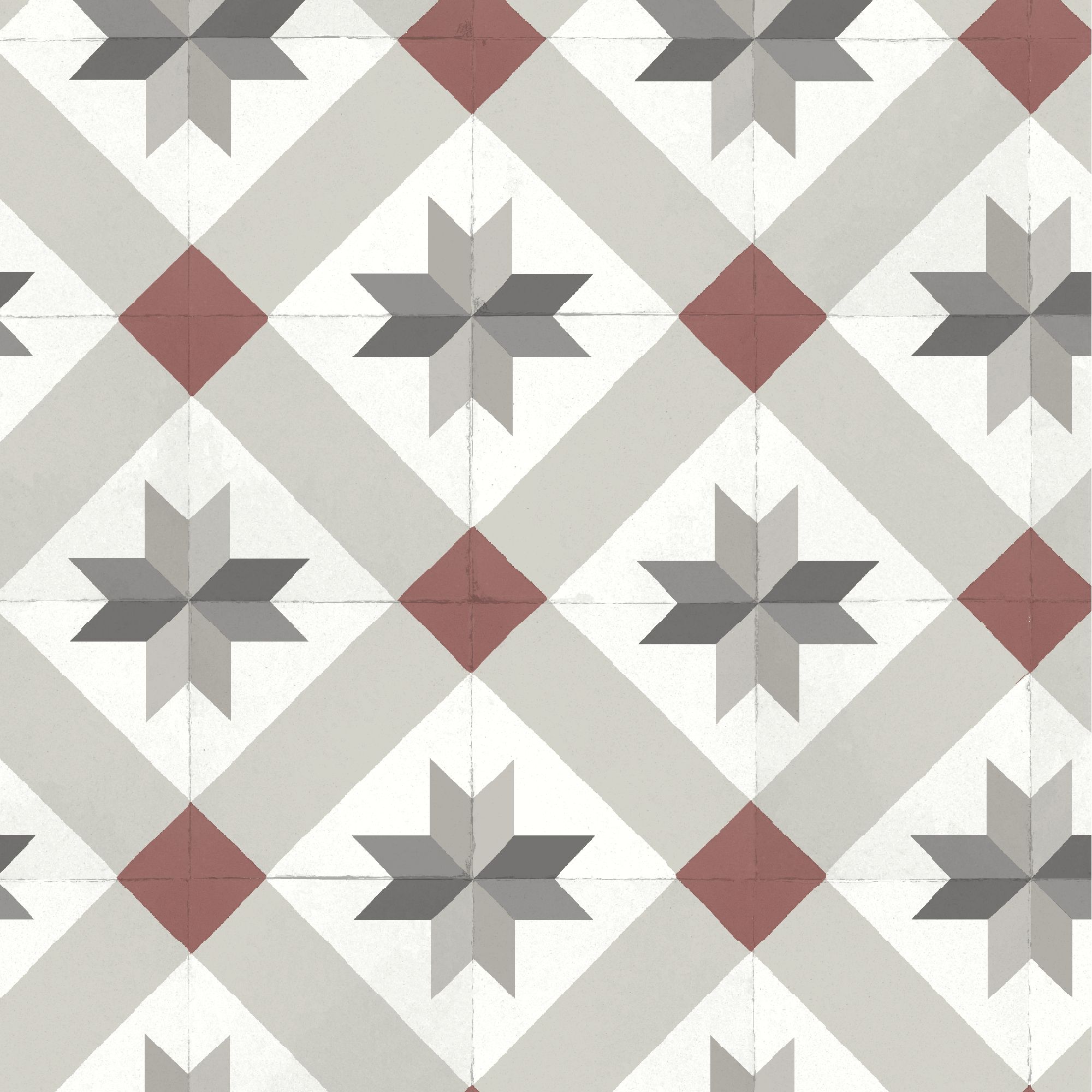 GoodHome Kerlic Light beige & red Tile effect Art deco Textured Wallpaper