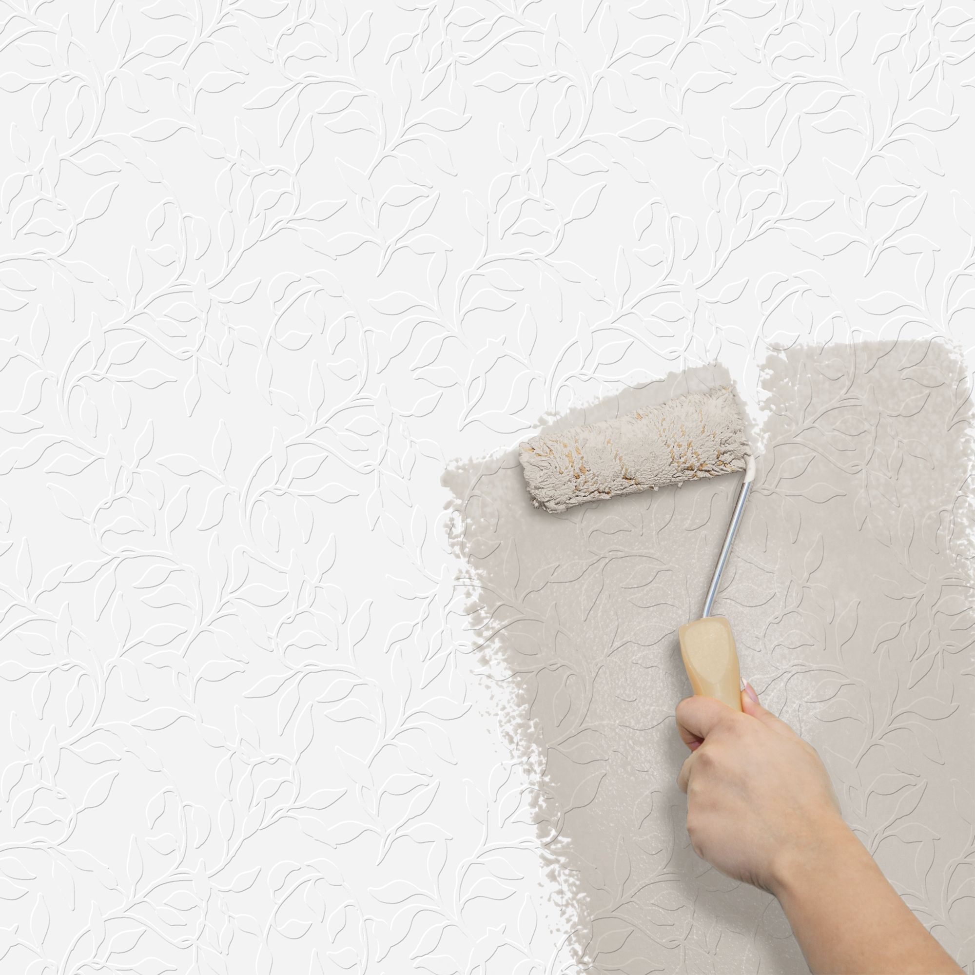 GoodHome Kerria White Leaves Textured Wallpaper