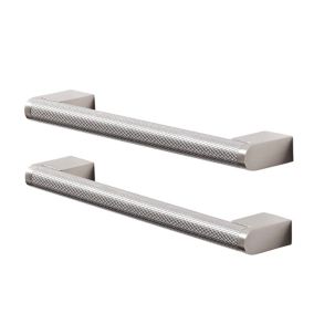 GoodHome Khara Embossed Nickel effect Kitchen cabinets Bar Pull Handle (L)18.8cm (D)36mm, Pack of 2