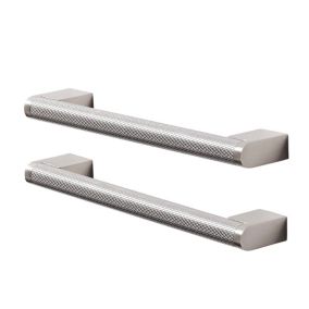 GoodHome Khara Nickel effect Kitchen cabinets Bar Embossed Pull Handle (L)18.8cm, Pack of 2