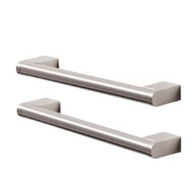 GoodHome Khara Nickel effect Kitchen cabinets Bar Pull Handle (L)18.8cm, Pack of 2