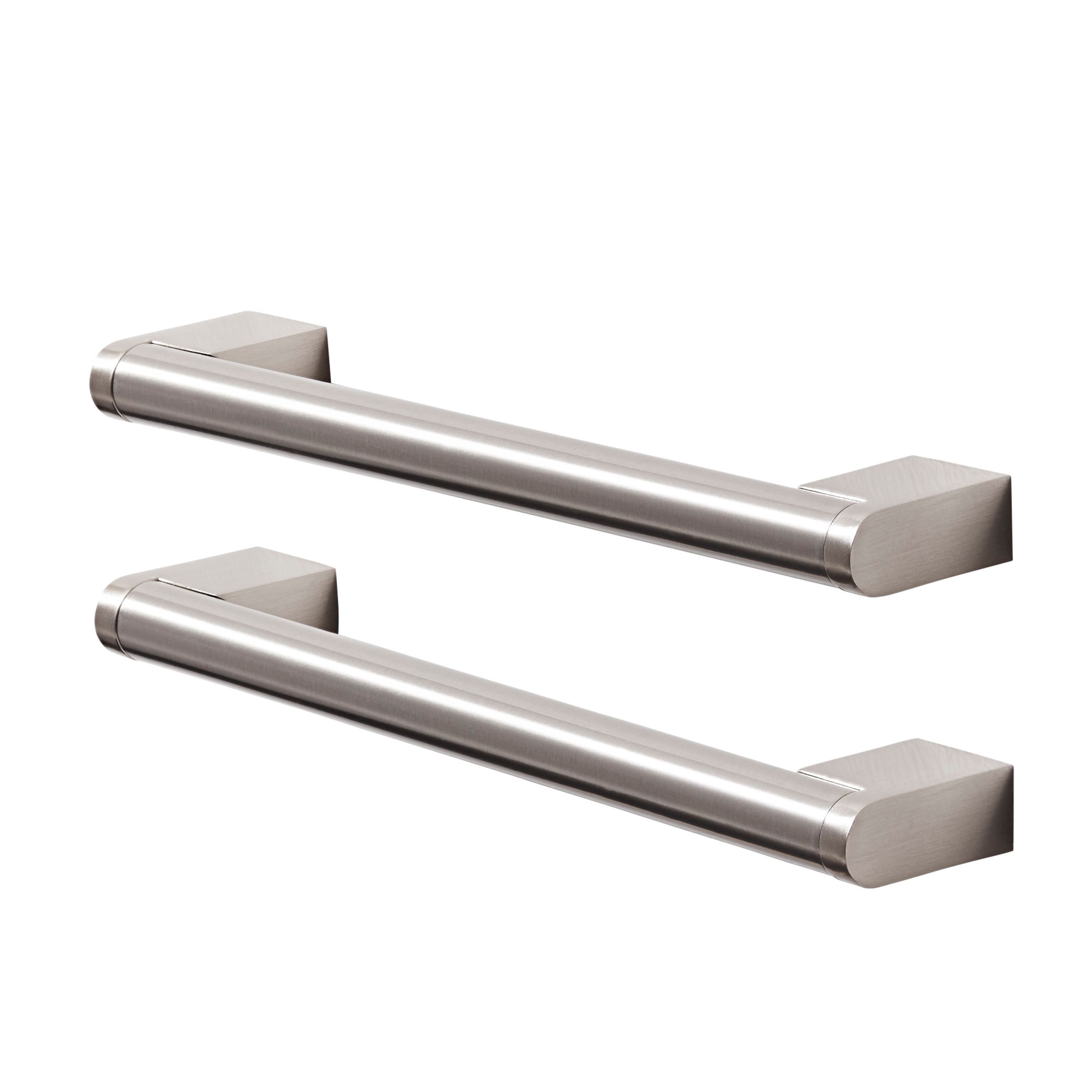 GoodHome Khara Nickel effect Kitchen cabinets Bar Pull Handle, (L)188mm x (D)36mm, Pack of 2