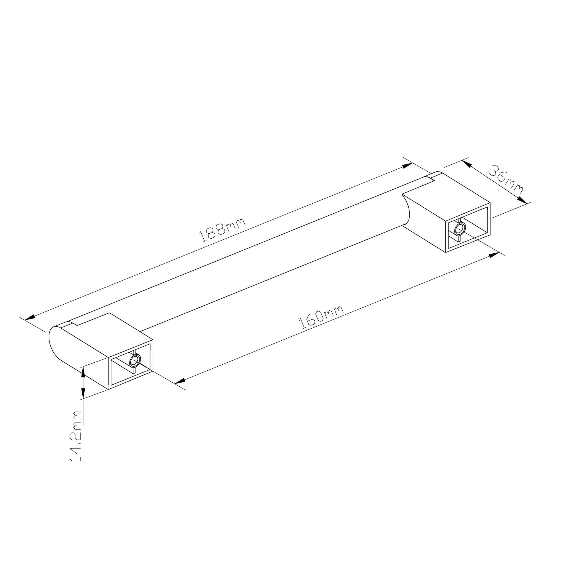 GoodHome Khara Nickel effect Kitchen cabinets Bar Pull Handle, (L)188mm x (D)36mm, Pack of 2