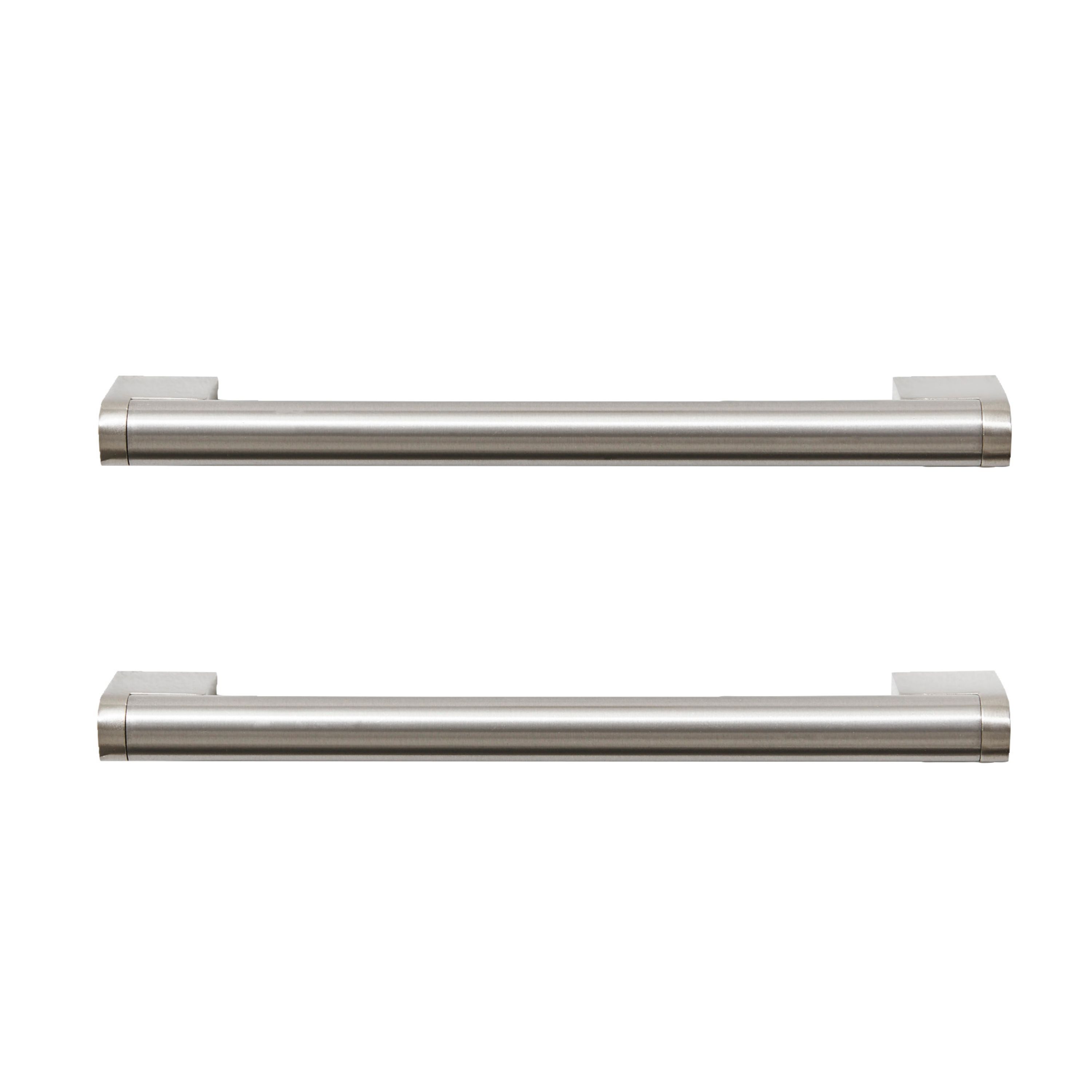 GoodHome Khara Nickel effect Kitchen cabinets Bar Pull Handle, (L)188mm x (D)36mm, Pack of 2