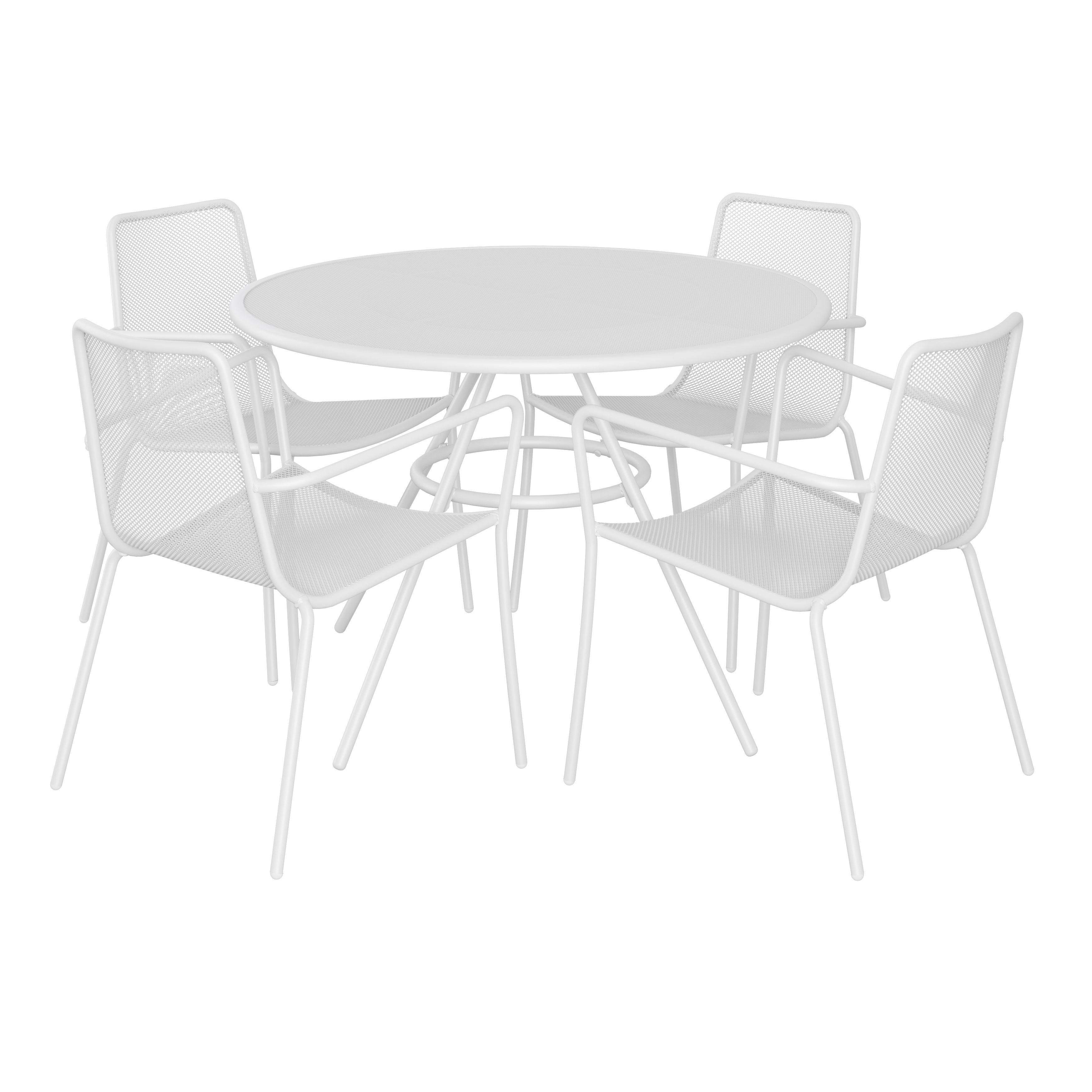 GoodHome Kilifi Bright white Metal 4 seater Chair & table set
