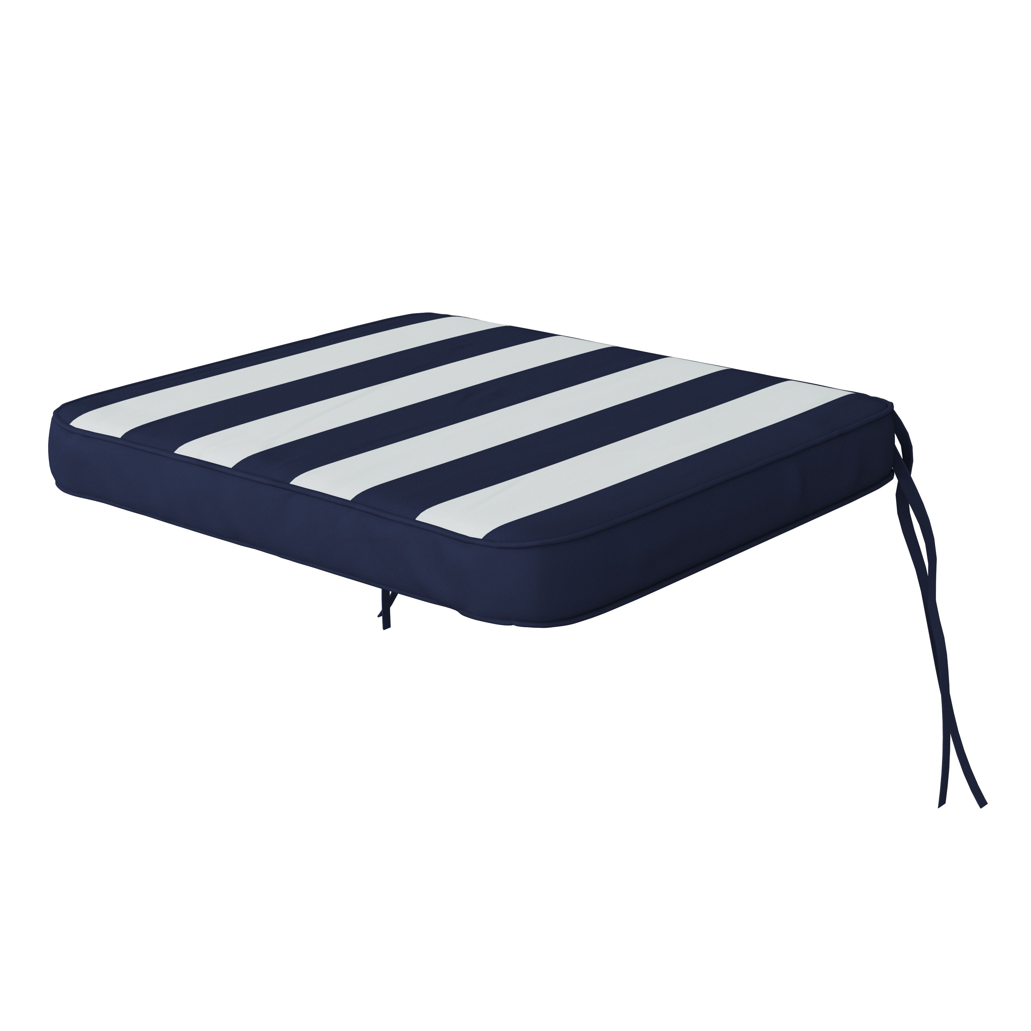 GoodHome Kilifi Midnight navy & white Striped Rectangular Seat pad (L)50cm x (W)41.5cm