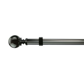 GoodHome Kilmos Gloss Black Nickel effect Extendable Ball Curtain pole Set, (L)1200mm-2100mm (Dia)28mm