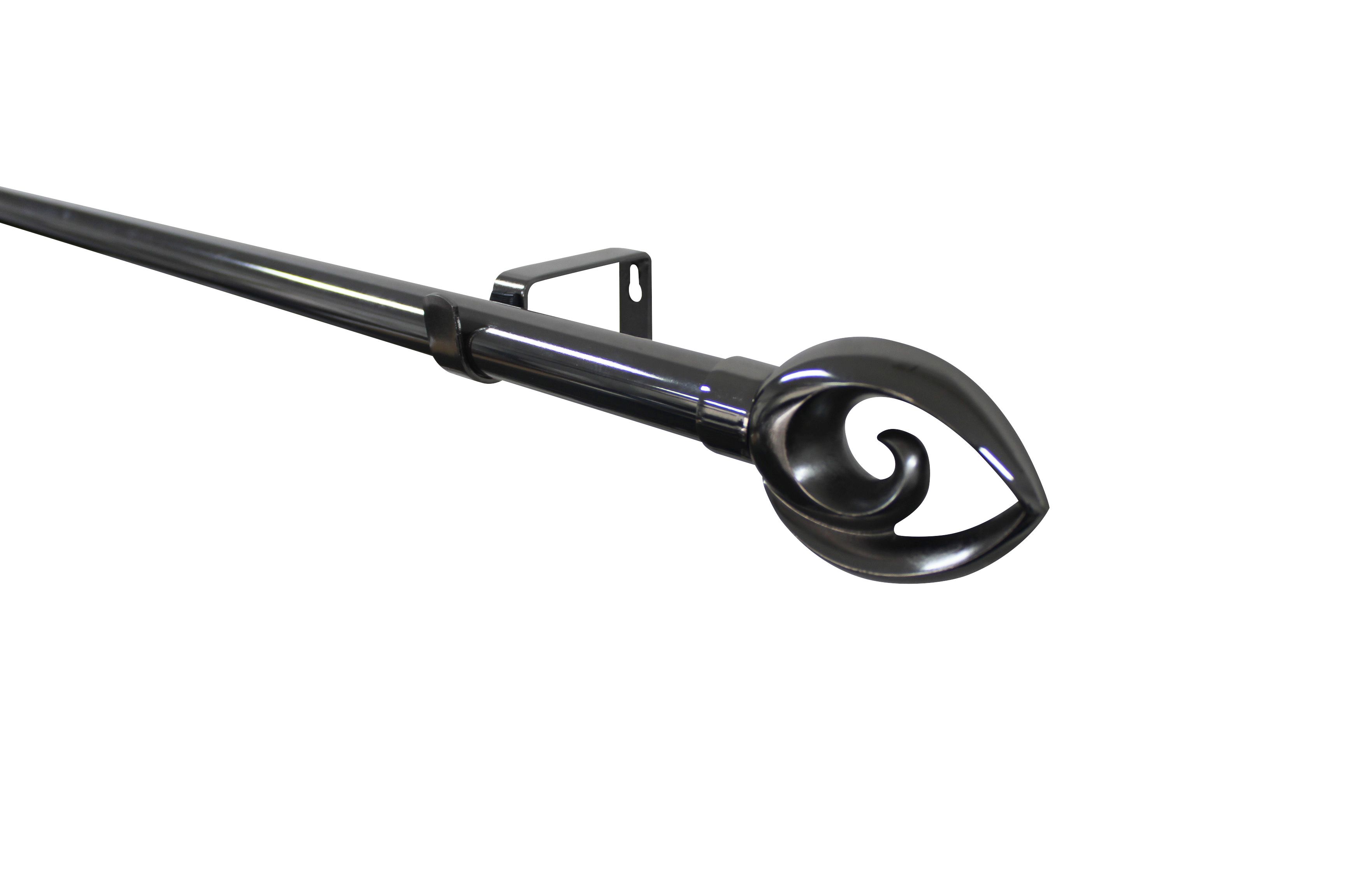 GoodHome Kilmos Gloss Black Nickel effect Extendable Bullet Curtain pole Set, (L)2000mm-3300mm (Dia)28mm