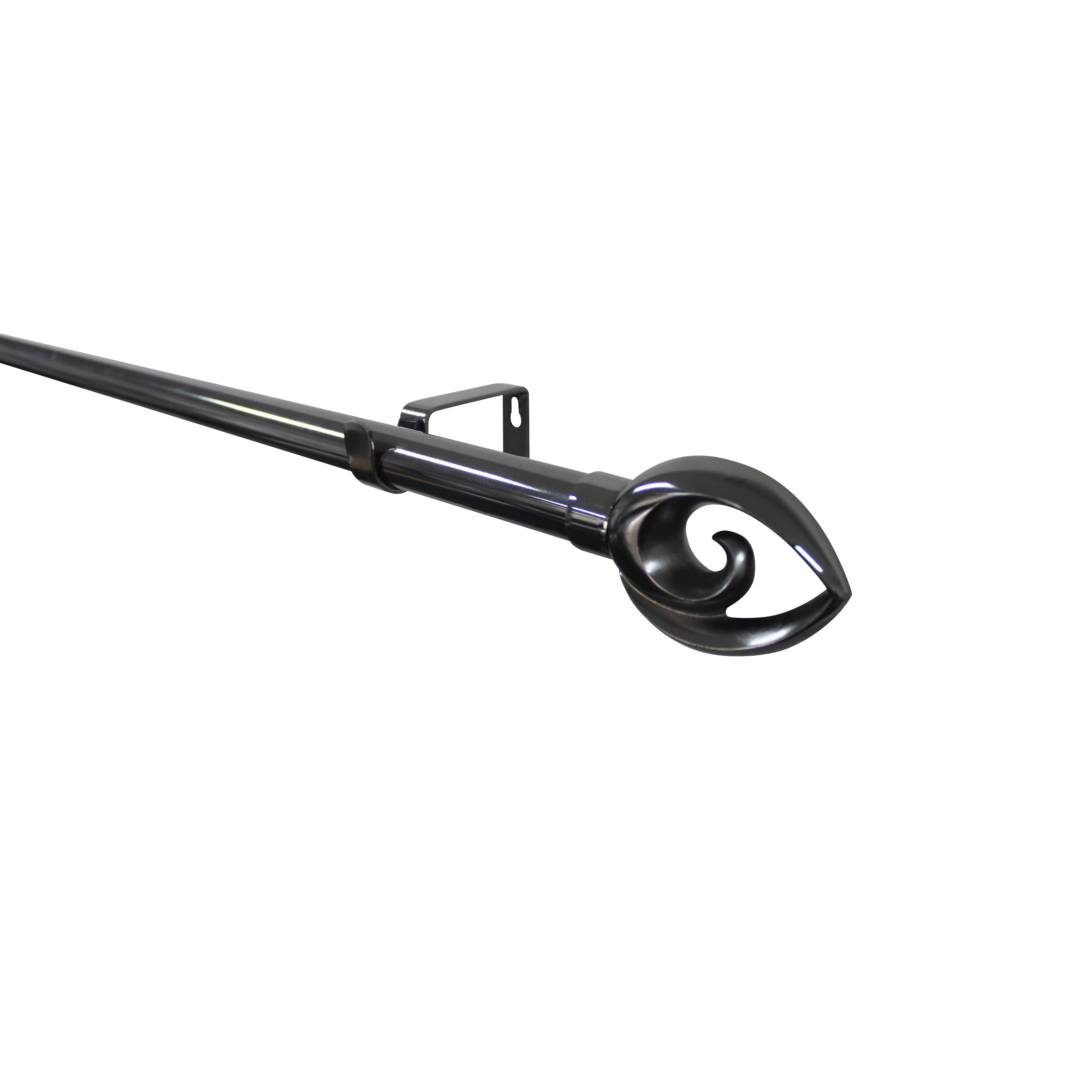GoodHome Kilmos Gloss Black Nickel effect Extendable Bullet Curtain pole Set, (L)2000mm-3300mm (Dia)28mm