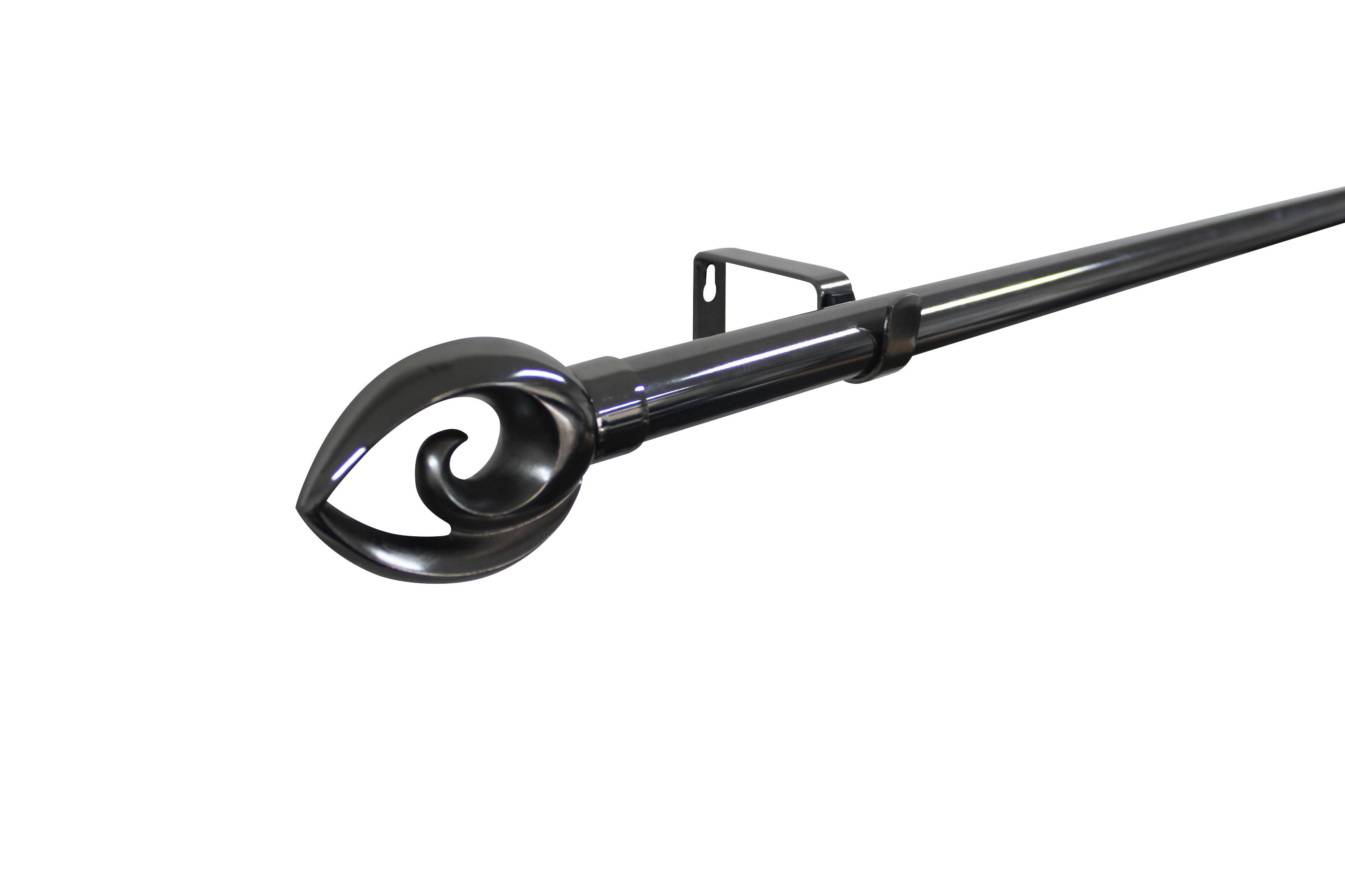 GoodHome Kilmos Gloss Black Nickel effect Extendable Bullet Curtain pole Set, (L)2000mm-3300mm (Dia)28mm
