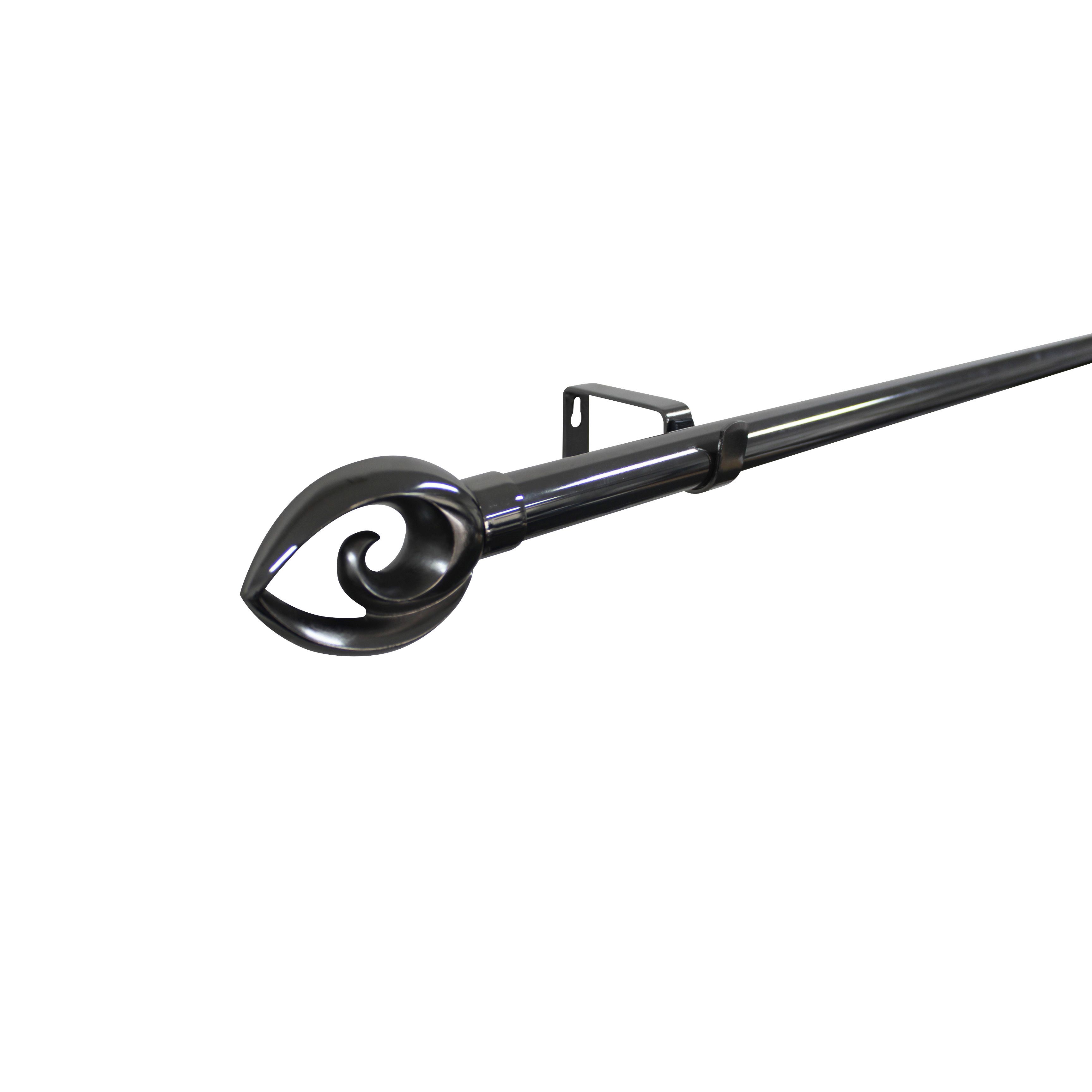 GoodHome Kilmos Gloss Black Nickel effect Extendable Bullet Curtain pole Set, (L)2000mm-3300mm (Dia)28mm