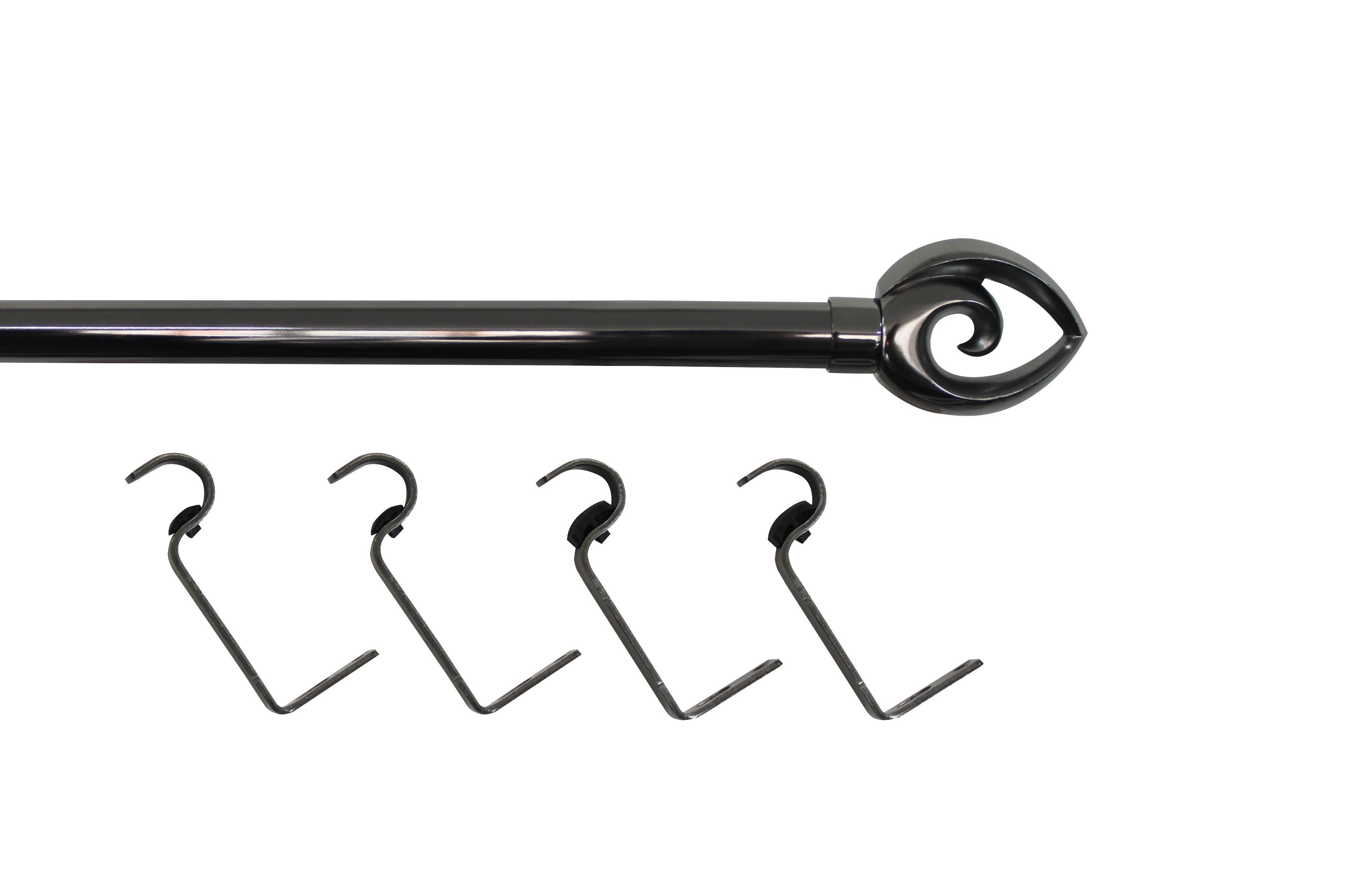 GoodHome Kilmos Gloss Black Nickel effect Extendable Bullet Curtain pole Set, (L)2000mm-3300mm (Dia)28mm