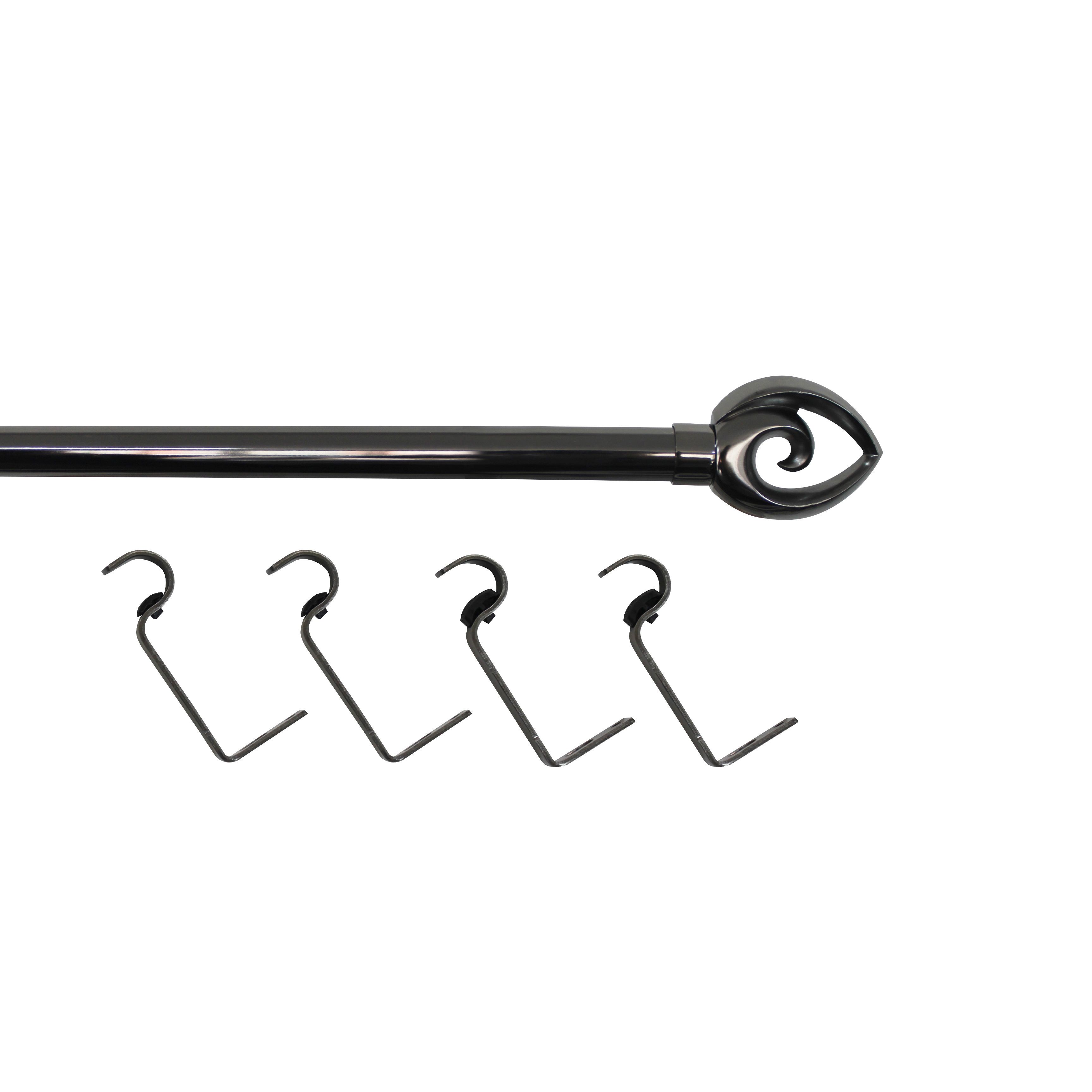 GoodHome Kilmos Gloss Black Nickel effect Extendable Bullet Curtain pole Set, (L)2000mm-3300mm (Dia)28mm