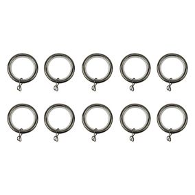 GoodHome Kimlos Nickel effect Black Curtain ring (Dia)28mm, Pack of 10