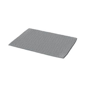 GoodHome Kina High rise grey Polyester Anti-slip Bath mat (L)700mm (W)500mm