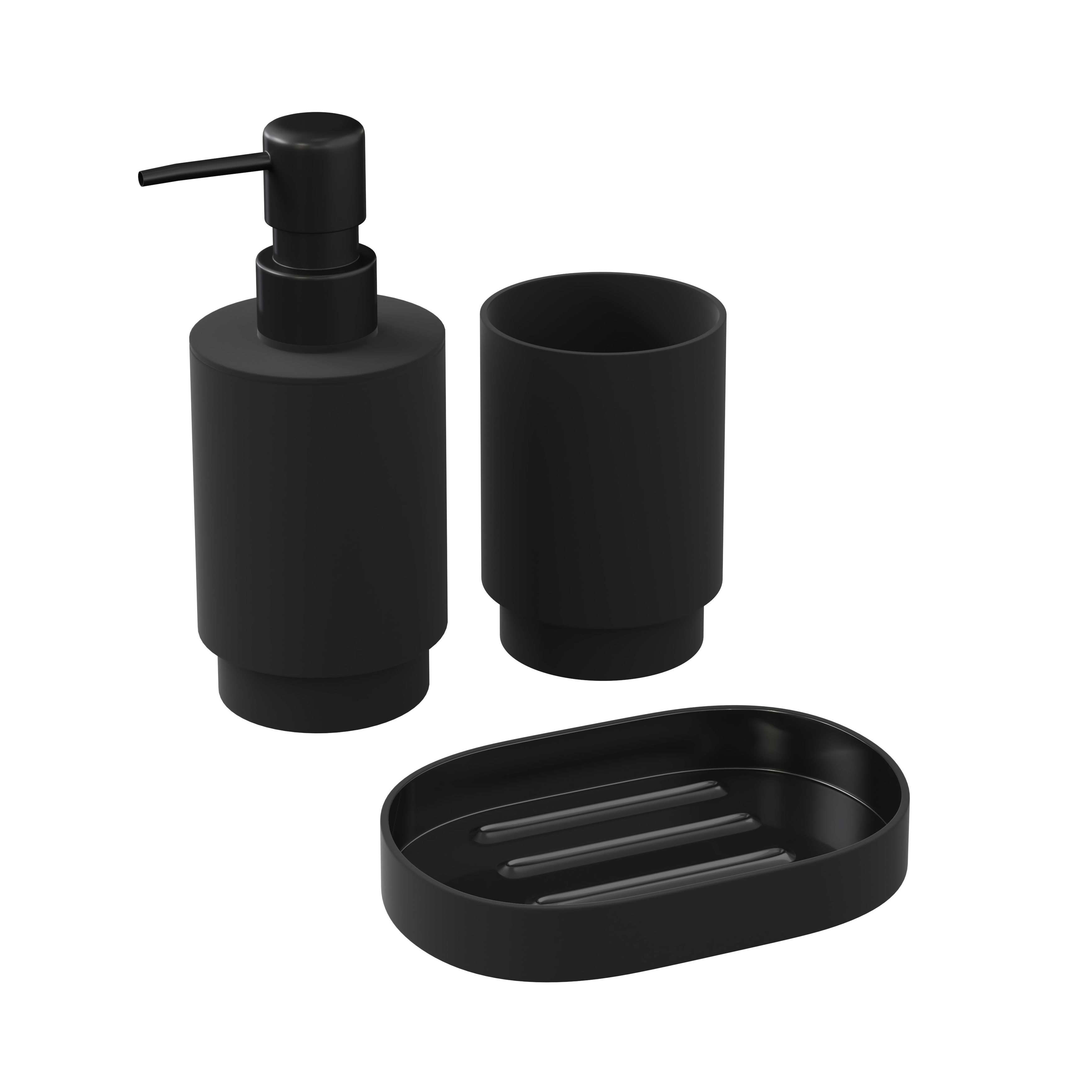 GoodHome Kina Matt Grey, black Polystyrene (PS) Freestanding Soap dispenser