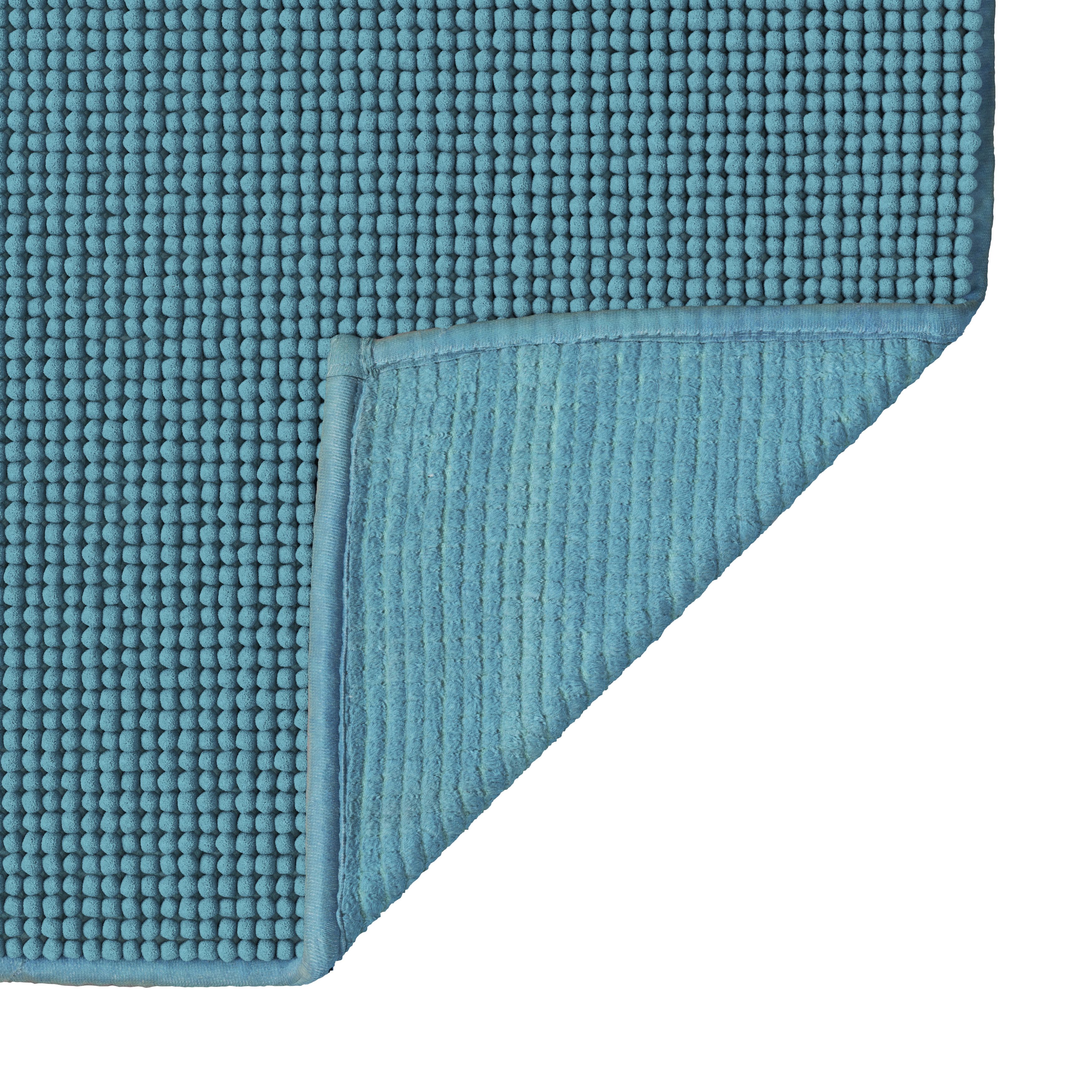 GoodHome Kina Water blue Rectangular Bath mat (L)70cm (W)50cm