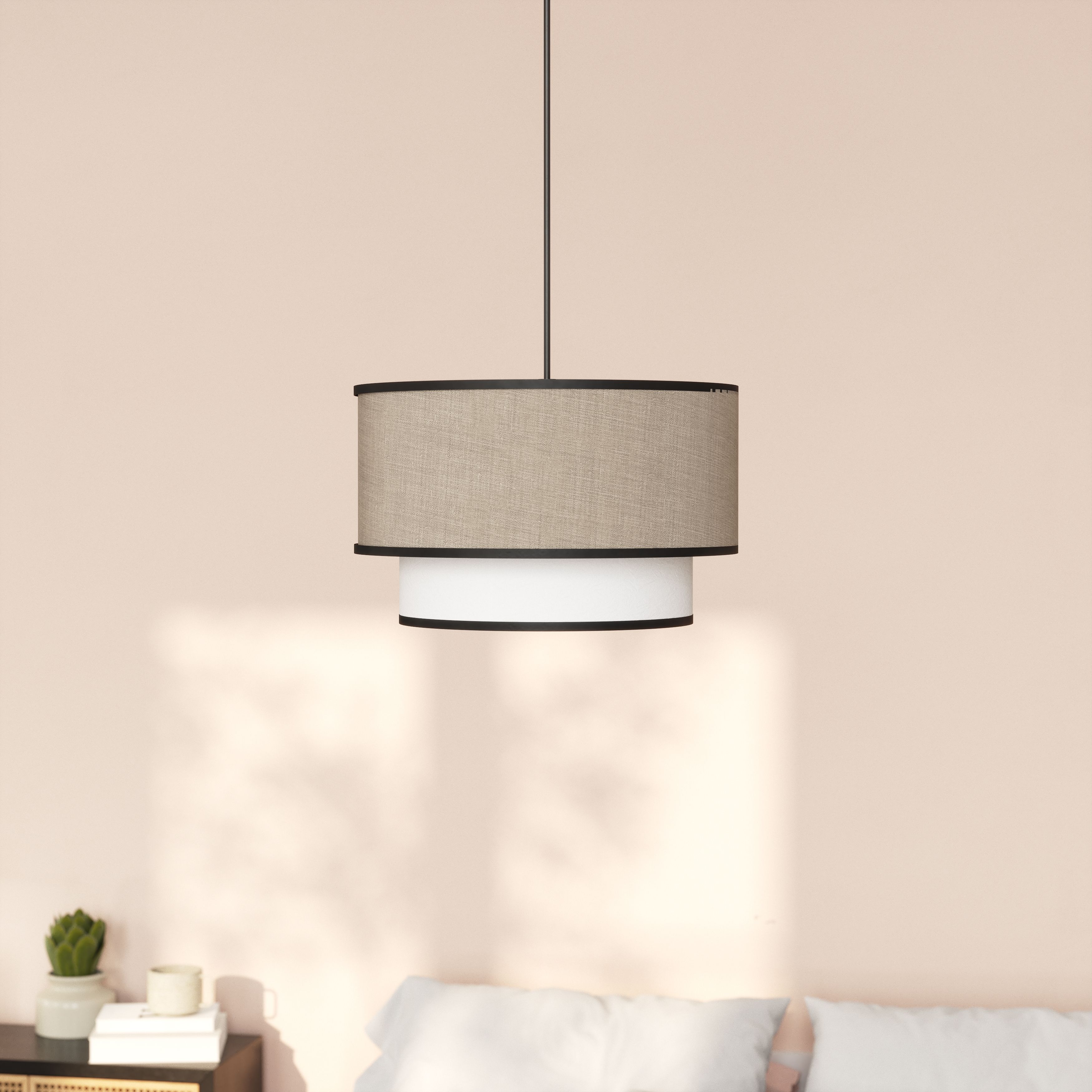 GoodHome Kinglet White, Natural & Black Round Lamp shade (D)30cm