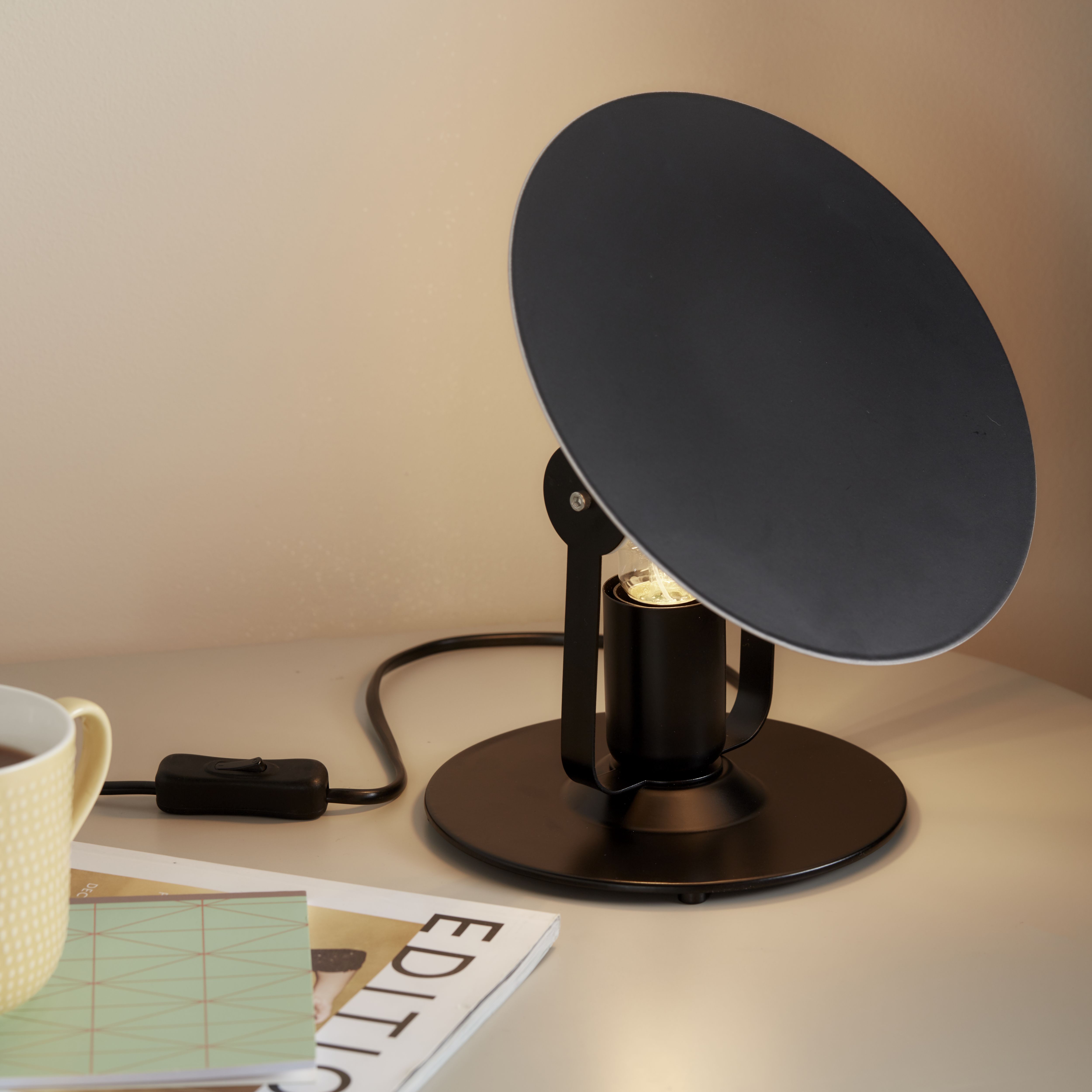 GoodHome Kiranat Matt Black Table light