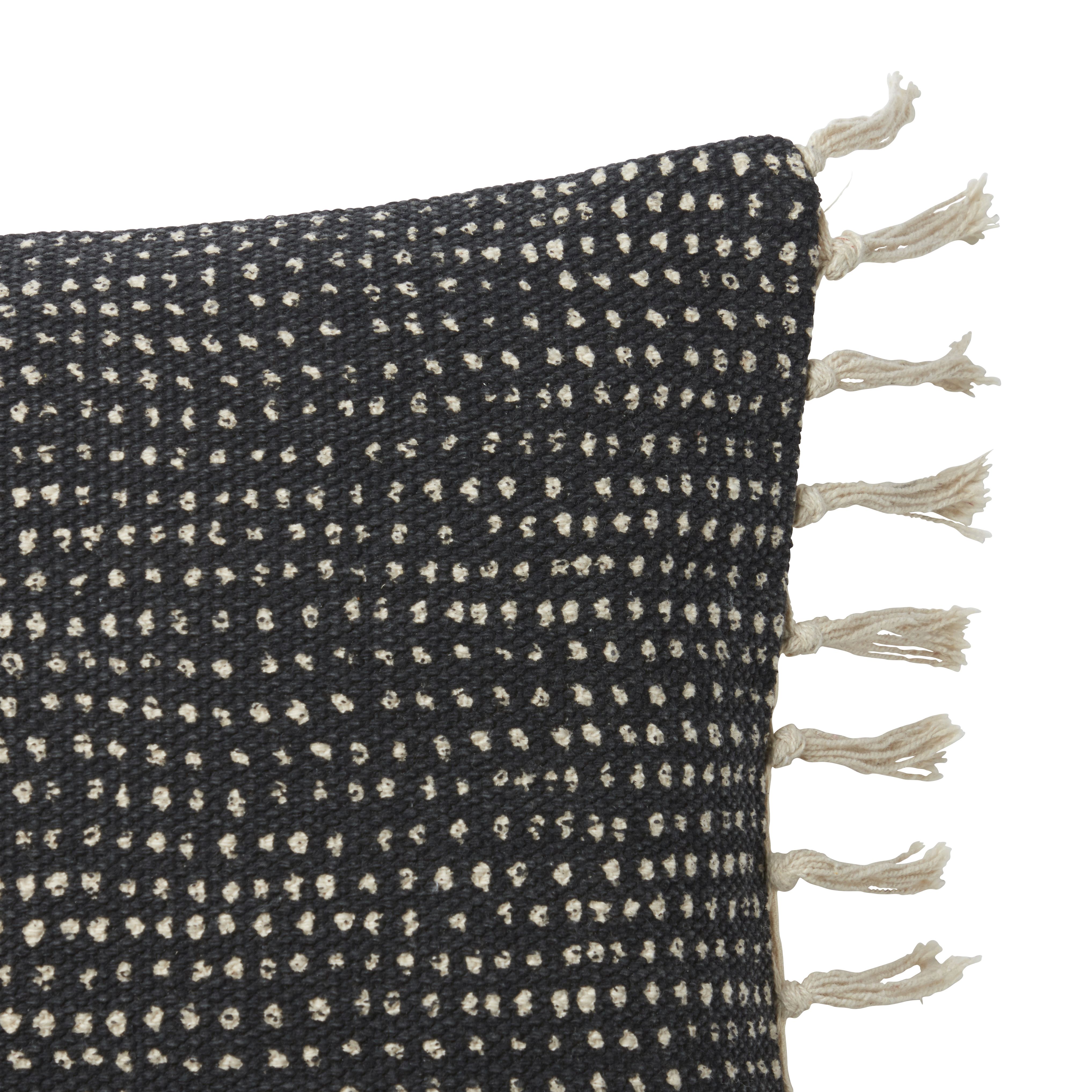 GoodHome Kisiria Black & off white Tasselled Outdoor Cushion (L)50cm x (W)50cm