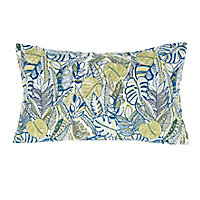 GoodHome Kisiria Blue & Green Jungle Outdoor Cushion (L)50cm x (W)30cm