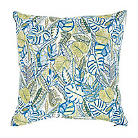 GoodHome Kisiria Leaf Blue & green Cushion (L)45cm x (W)45cm