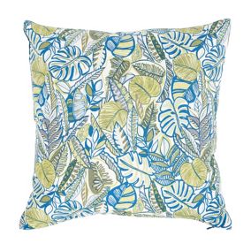 GoodHome Kisiria Leaf Blue & green Cushion (L)45cm x (W)45cm
