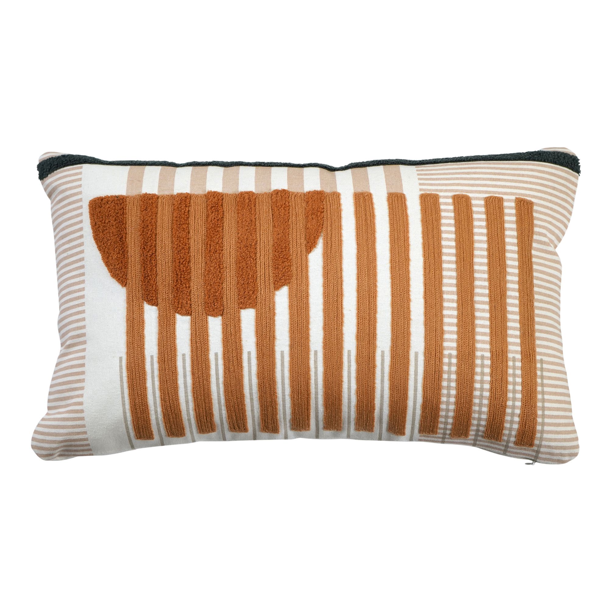 GoodHome Kisiria Orange & Beige Embroidery Outdoor Cushion (L)50cm x (W)30cm